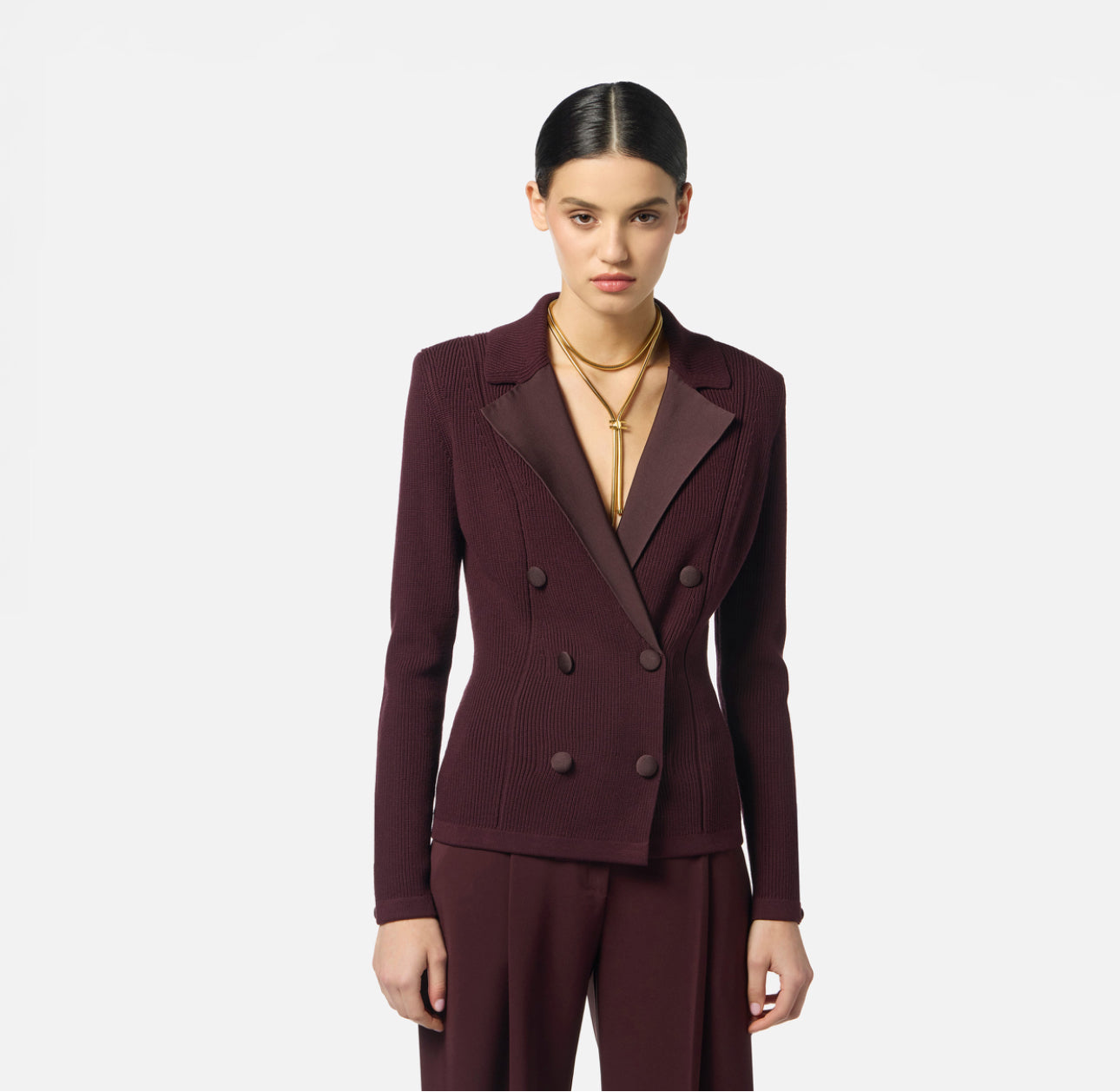 Knit jacket with shiny viscose details