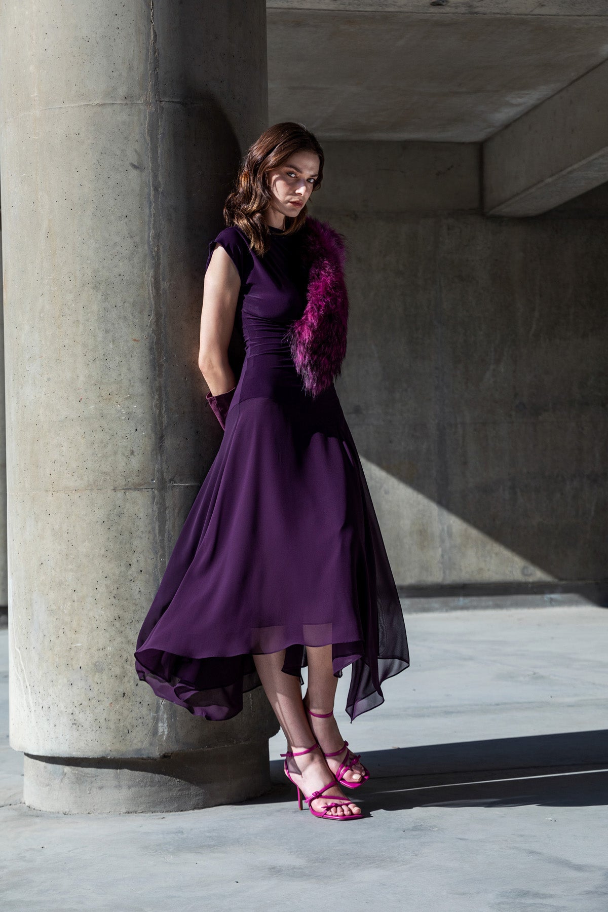 Midi Dress With Chiffon