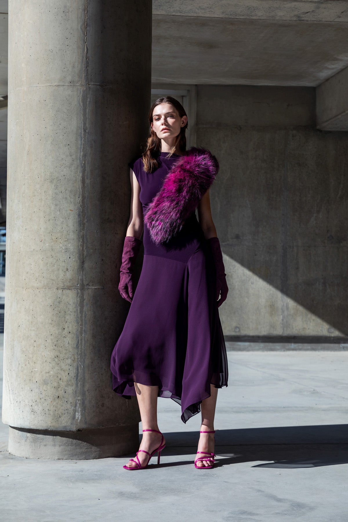 Midi Dress With Chiffon