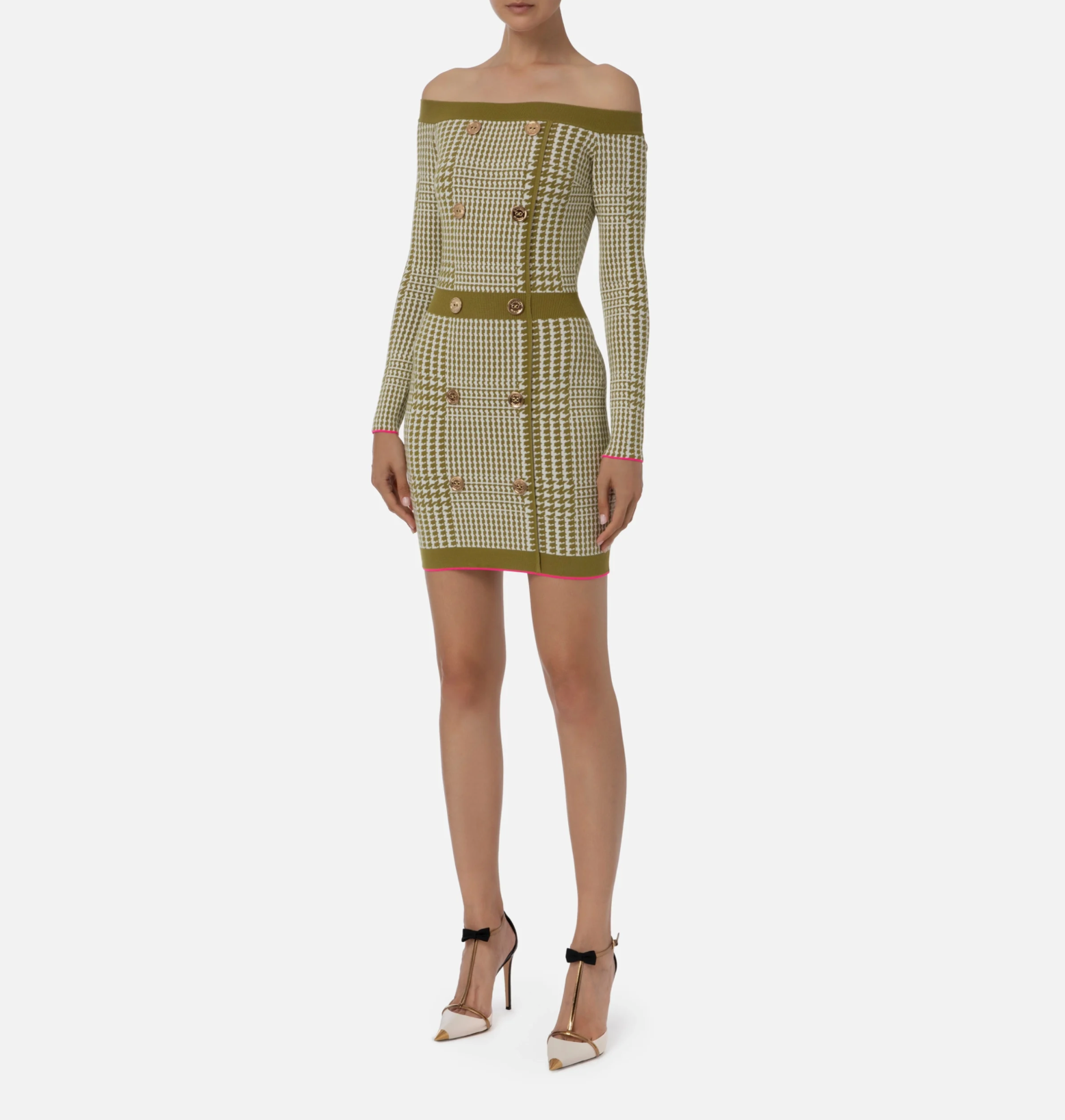 Mini-dress in Prince of Wales knit
