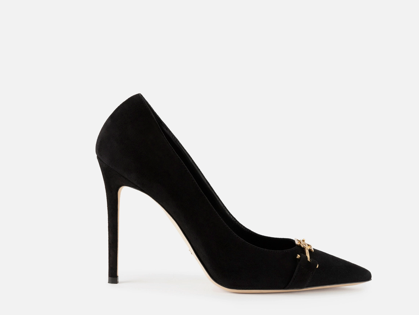 Suede pumps with horsebit