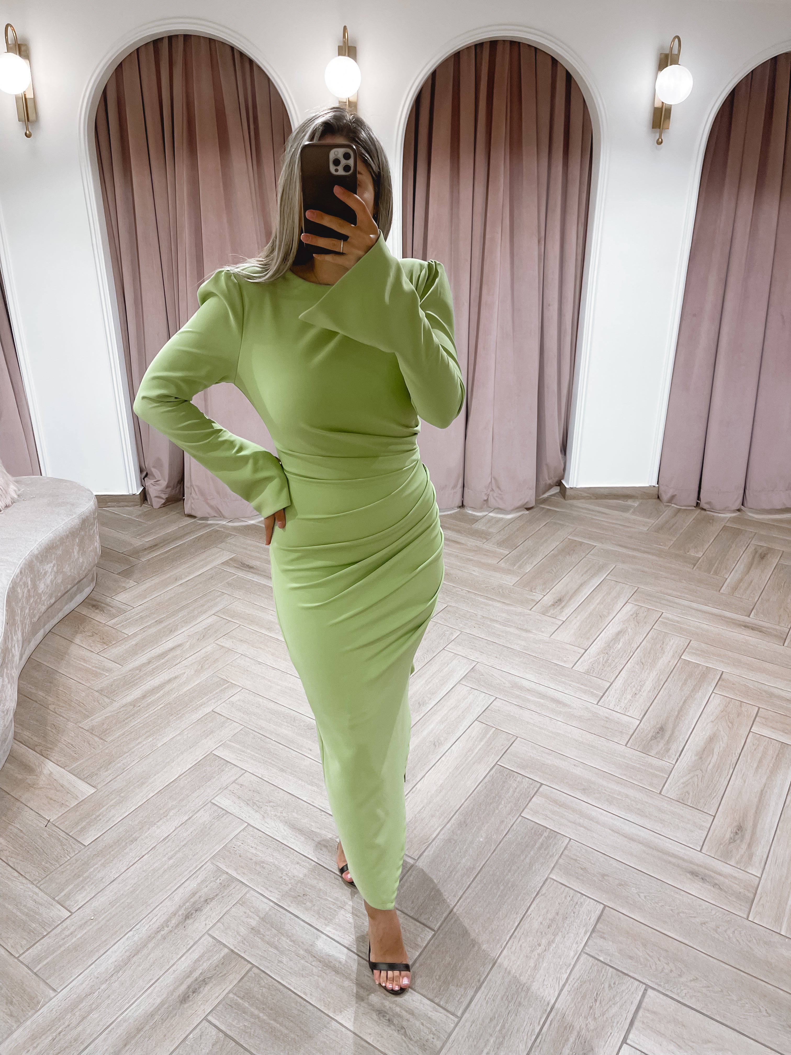 שמלה מיילי כיווצים ירוקה