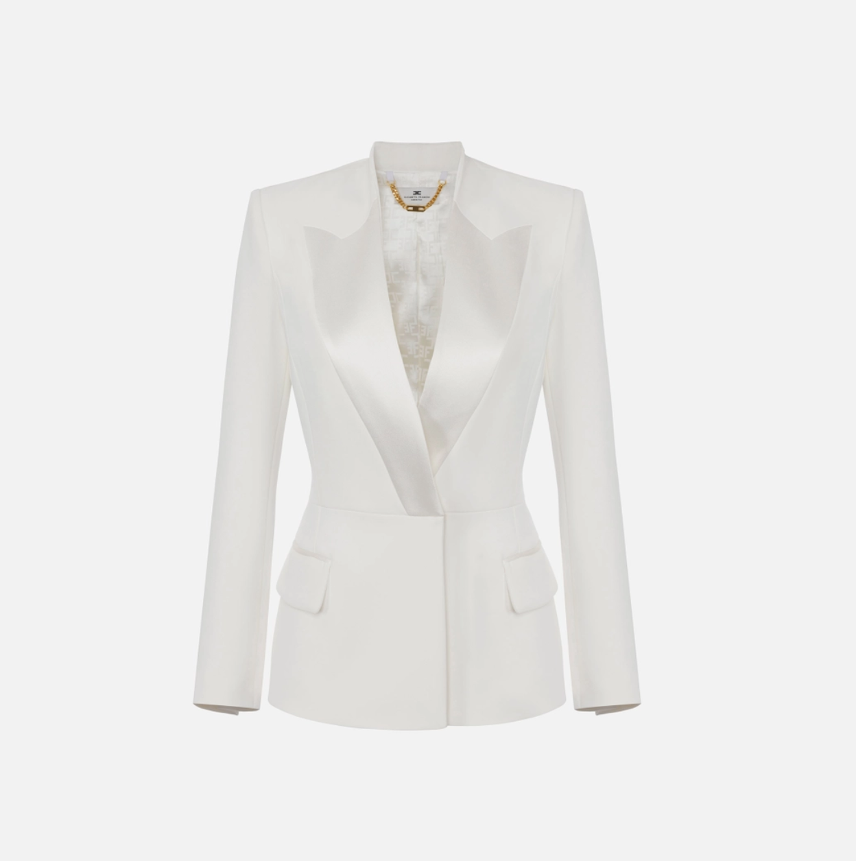 Crêpe double-breasted jacket with satin lapels