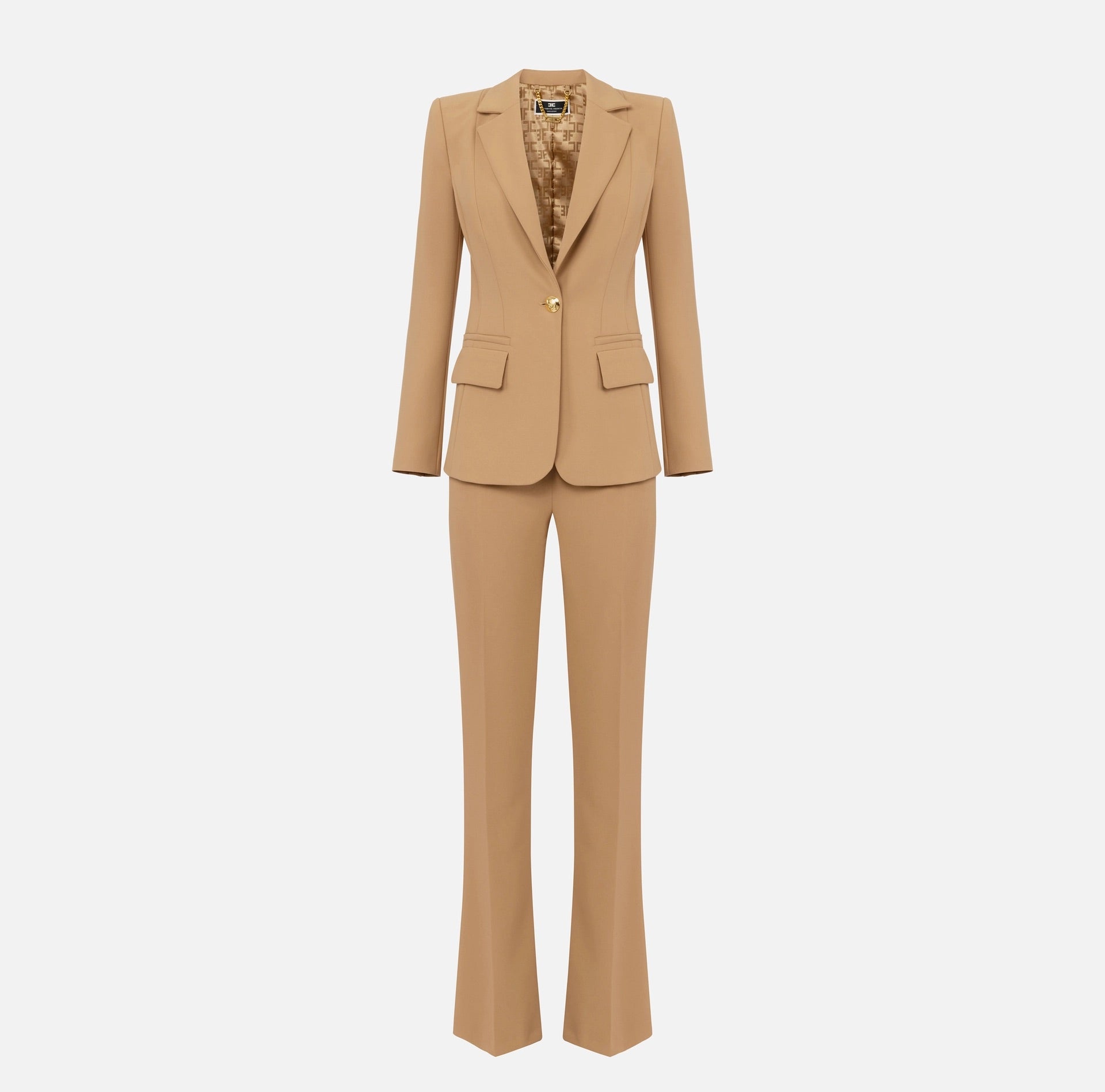 Stretch crêpe suit with fitted jacket and straight trousers