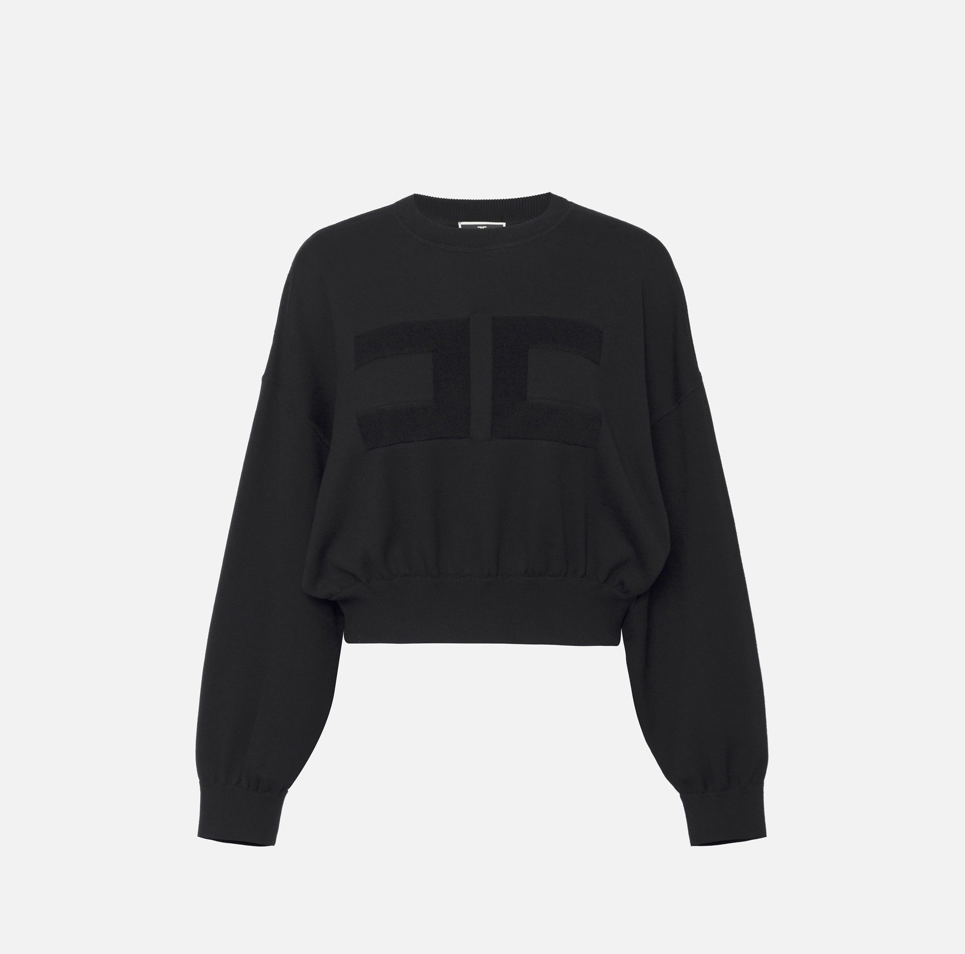 Viscose cropped sweatshirt with logo embroidery