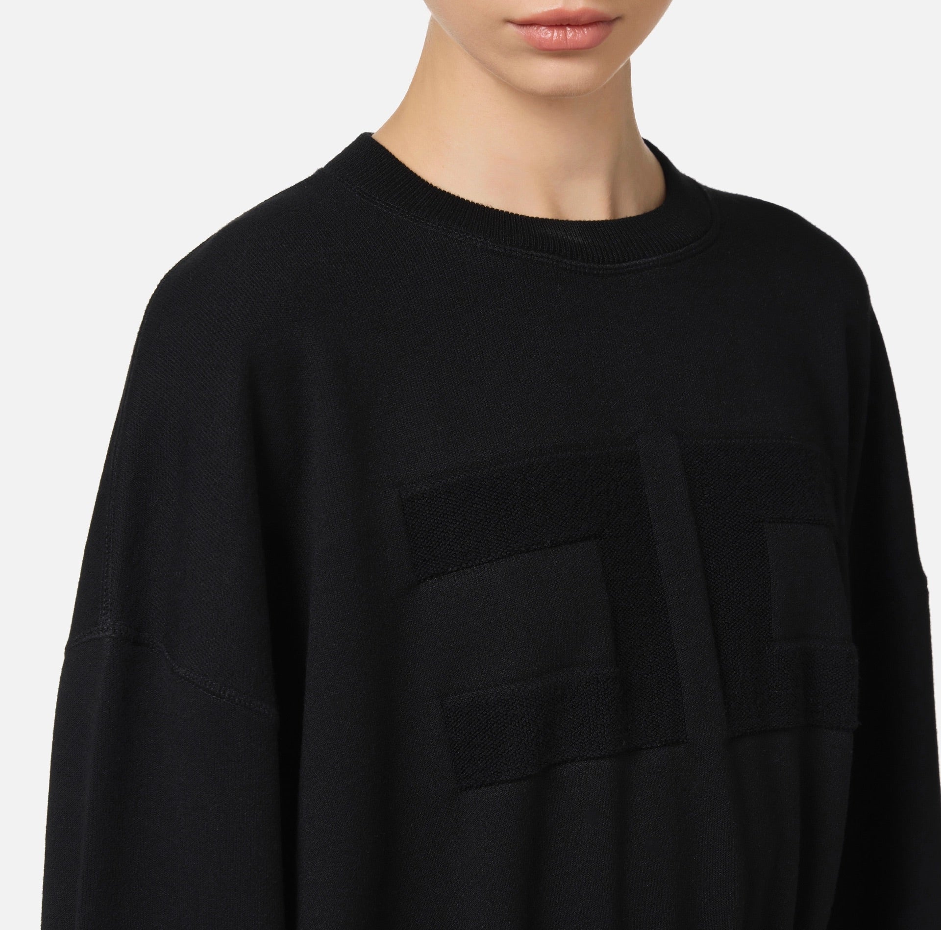 Viscose cropped sweatshirt with logo embroidery