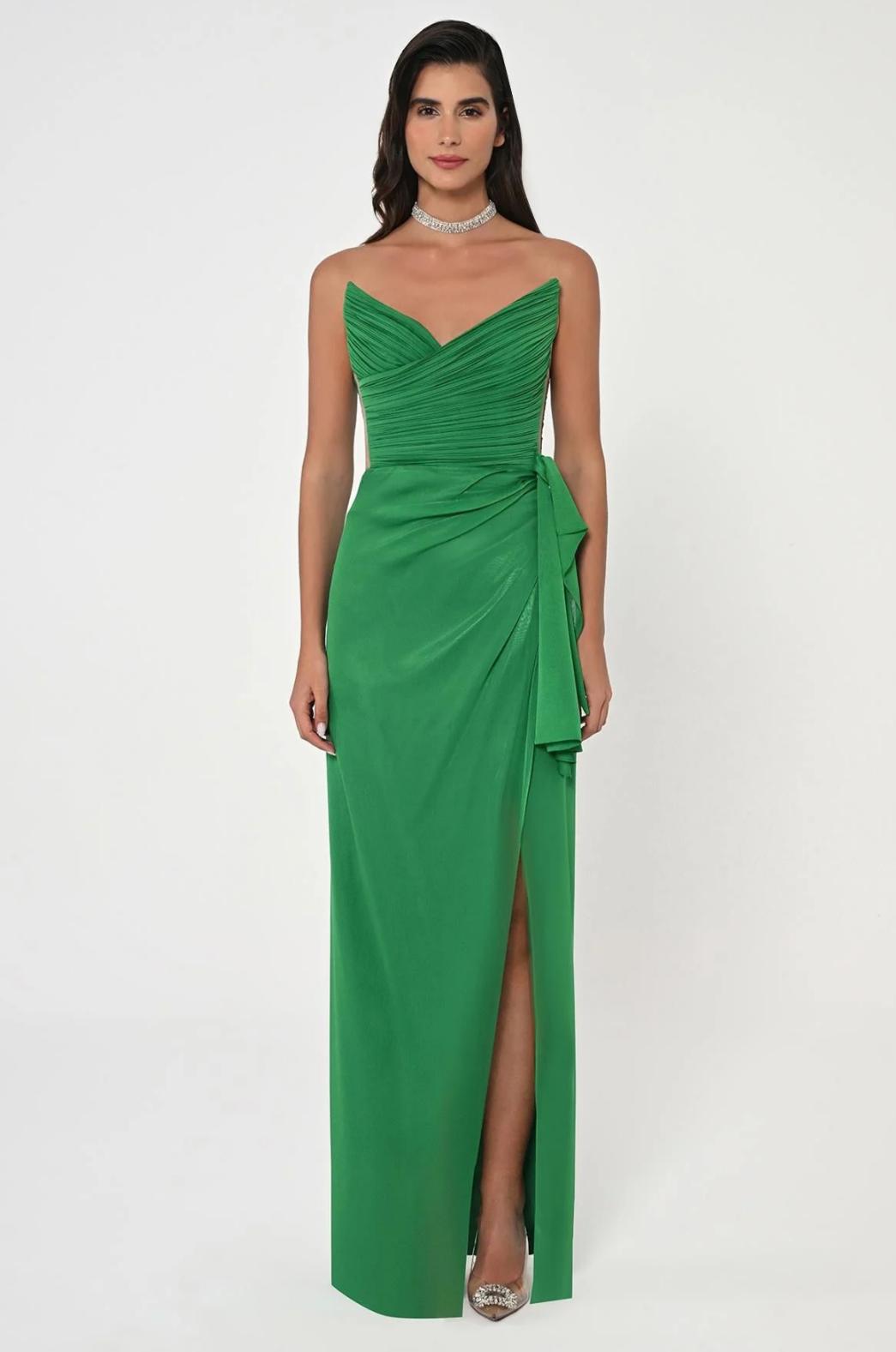 Maxi Shifon Strapless Dress