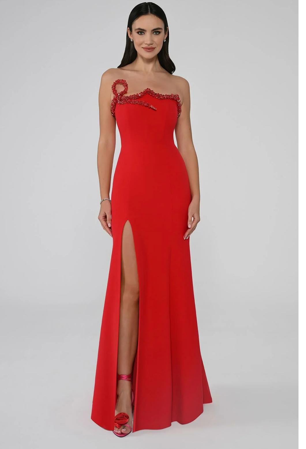 Strapless Maxi Dress with Beads