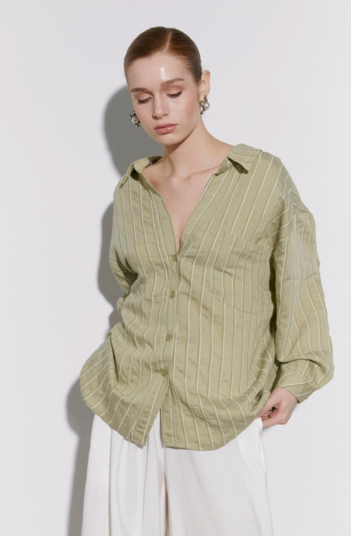 מכופתרת פסים אוברסייז