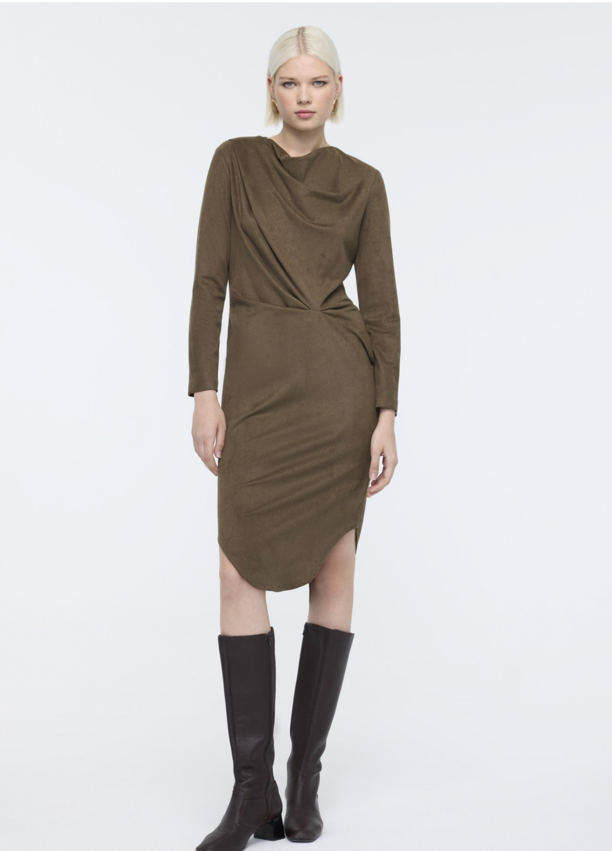 Faux Suede Midi Dress