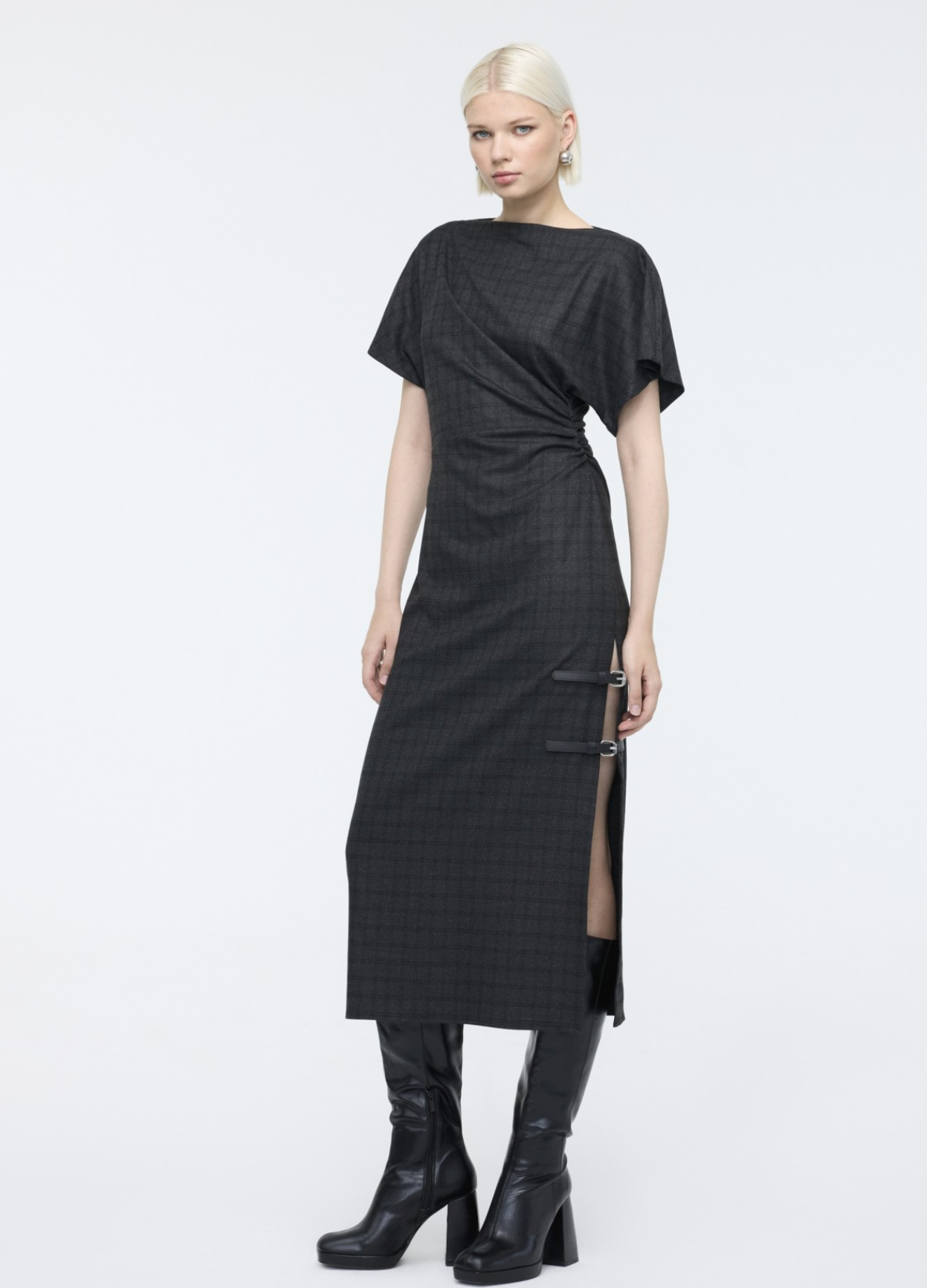 Bateu Neck Midi Dress