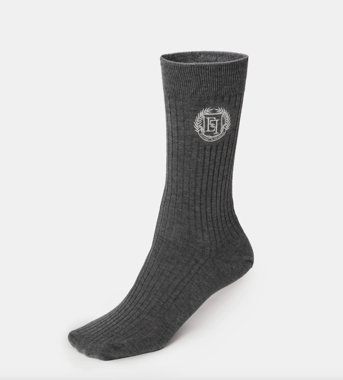 Grey Cashmere socks with logo embroidery