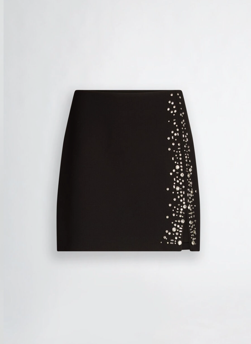 mini skirt with bejewelled embellishment