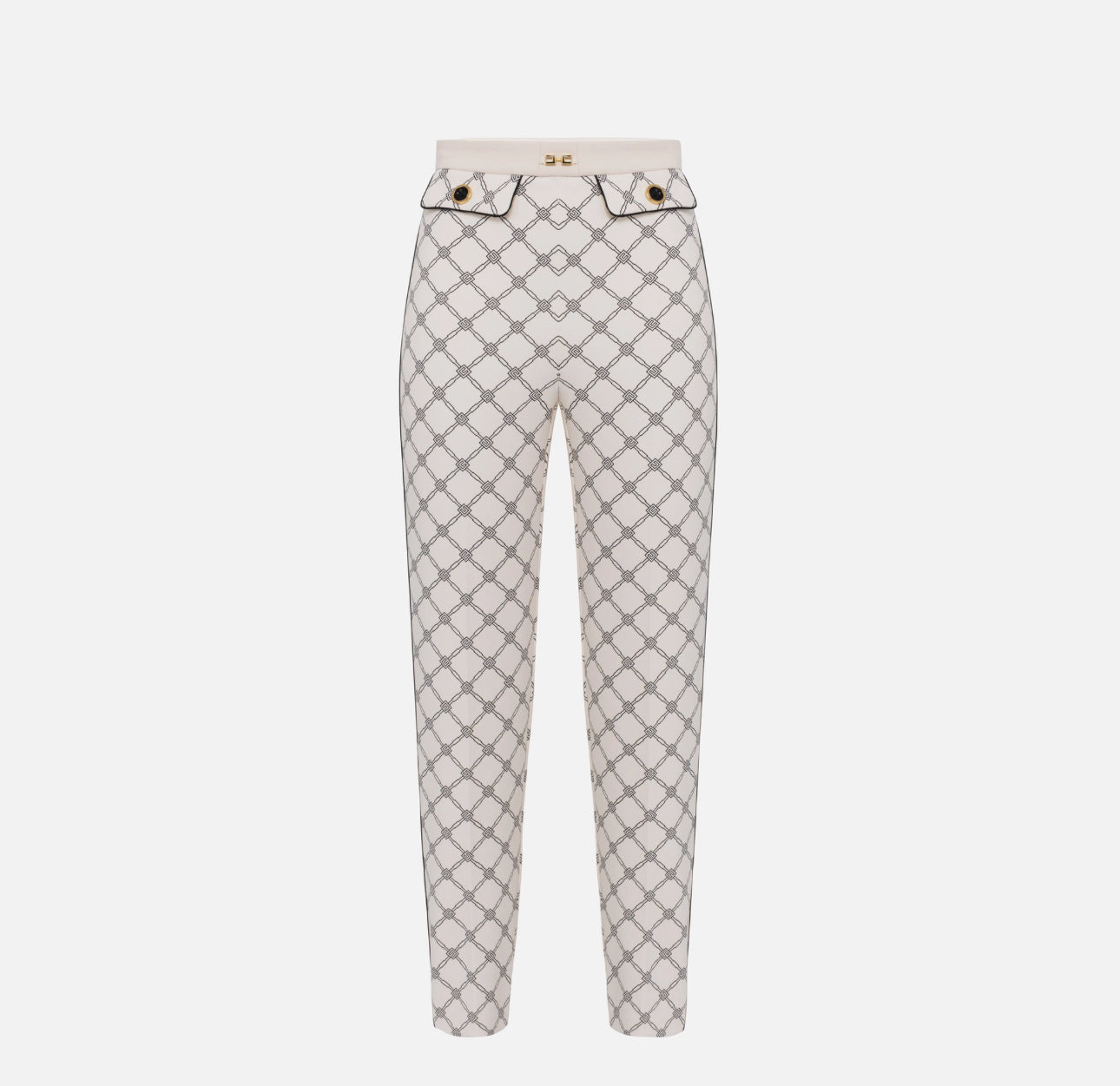 Trousers in crêpe fabric with diamond print