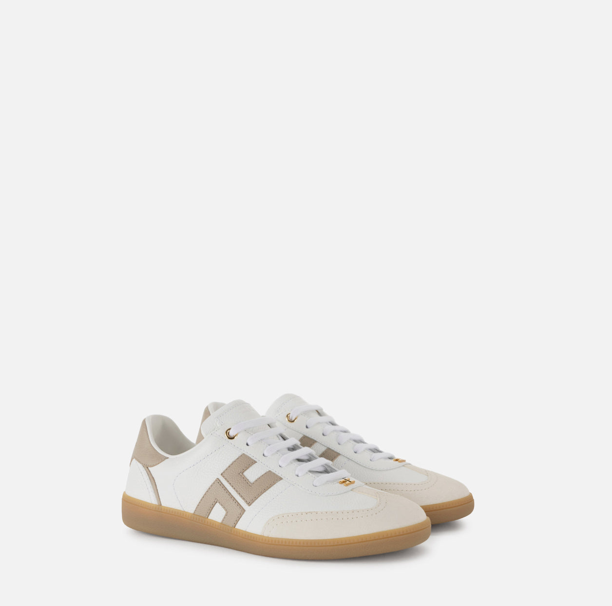 Calfskin and split leather sneakers with logo