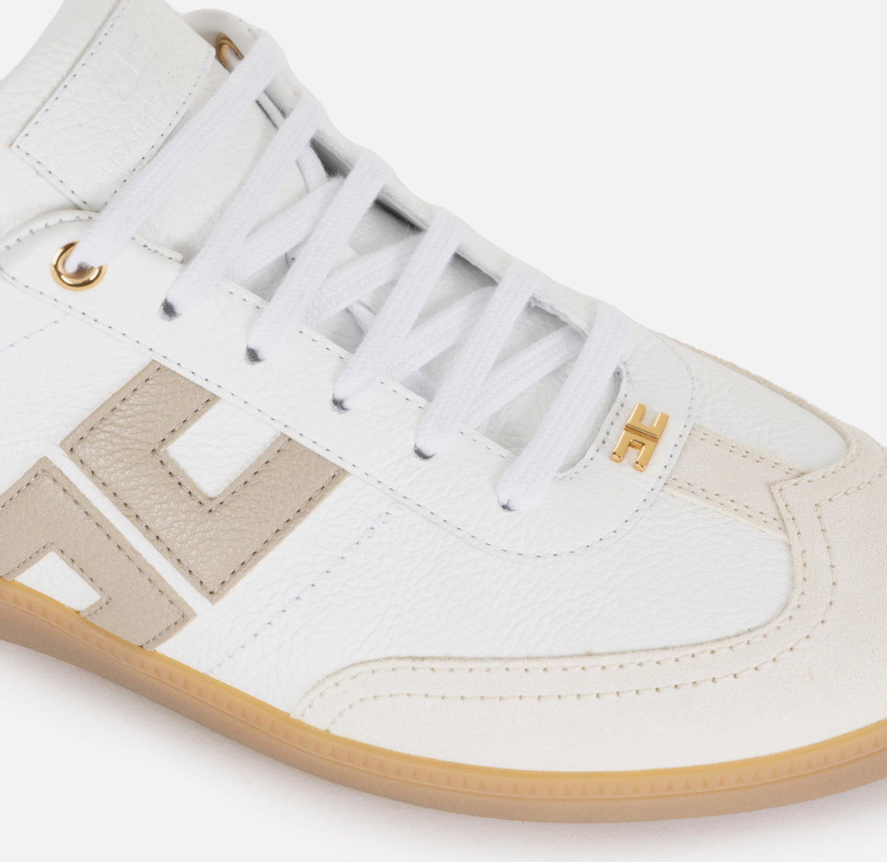 Calfskin and split leather sneakers with logo
