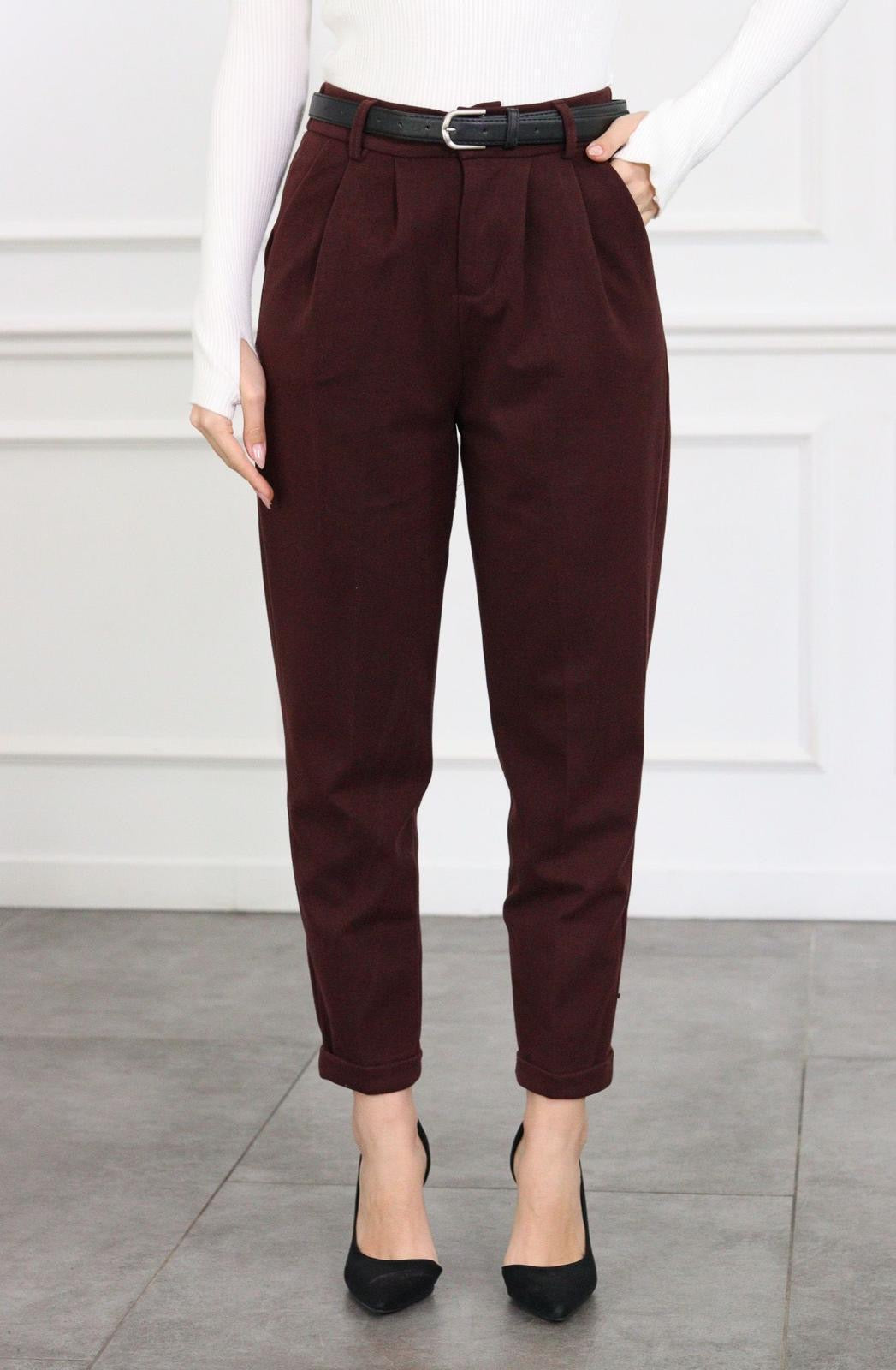 מכנס פלנל חגורה