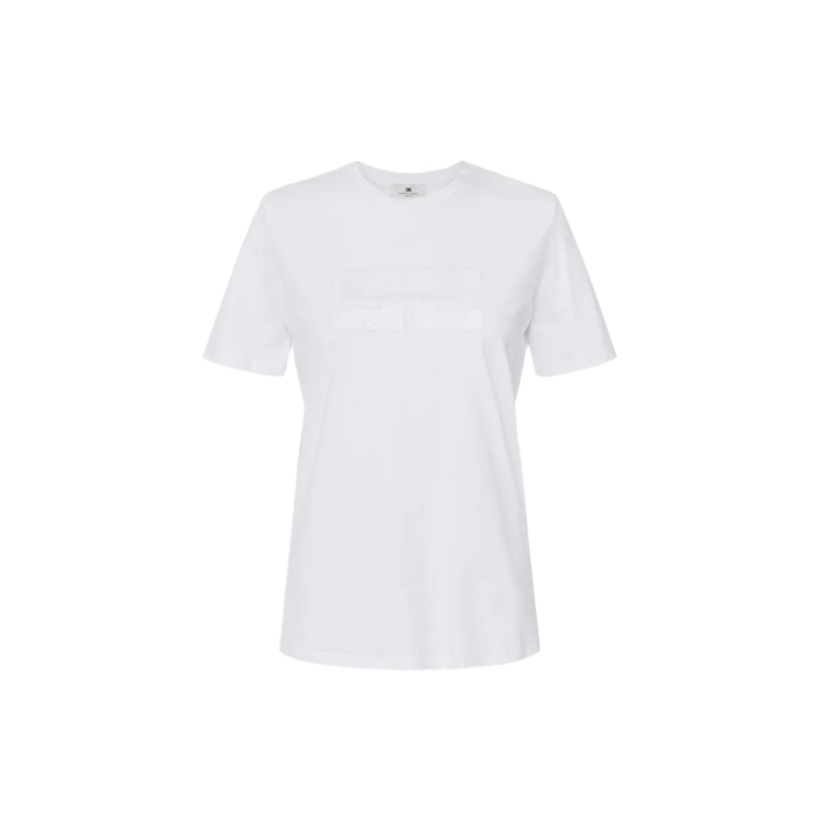 Jersey T-shirt with embroidered logo and rhinestones