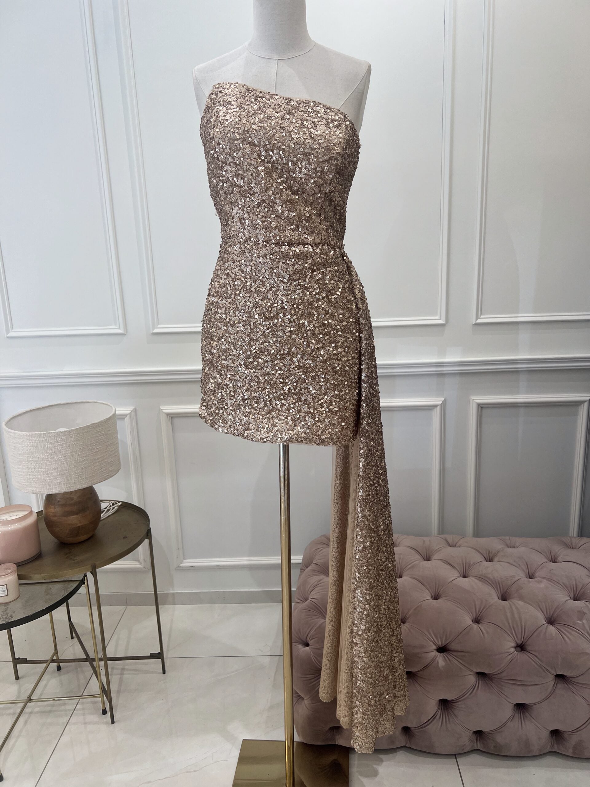 Gold matte mini dress