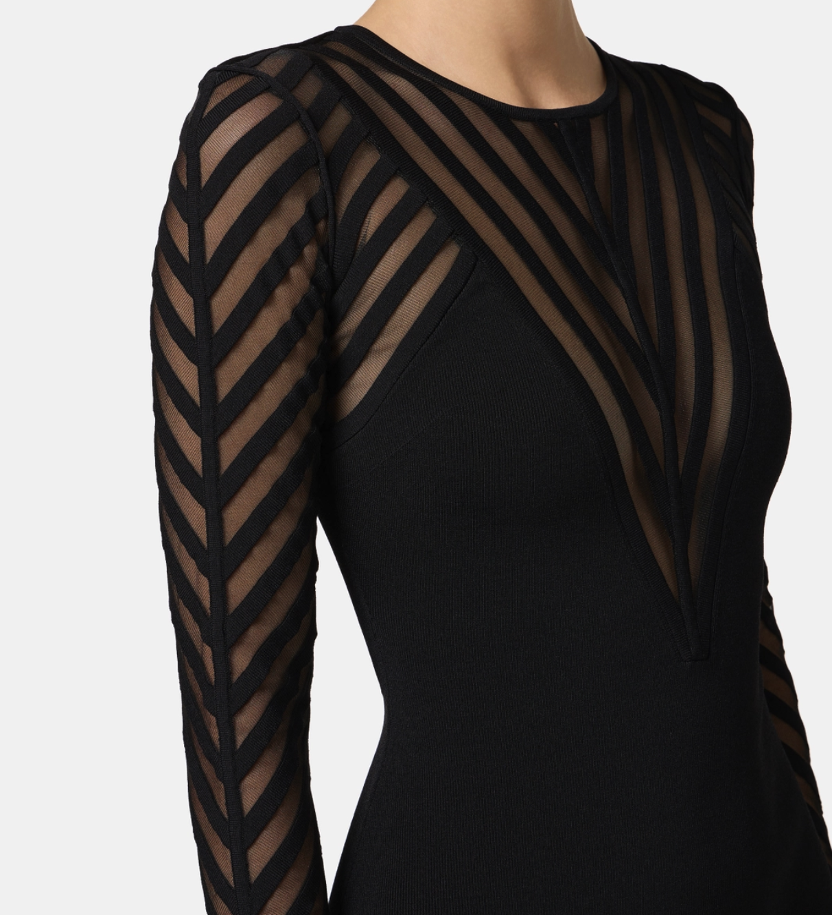Maxi dress with transparency details and bow