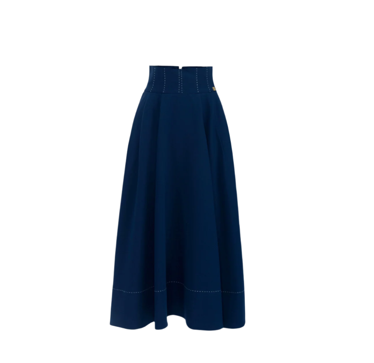 Crêpe circle skirt with contrasting topstitching