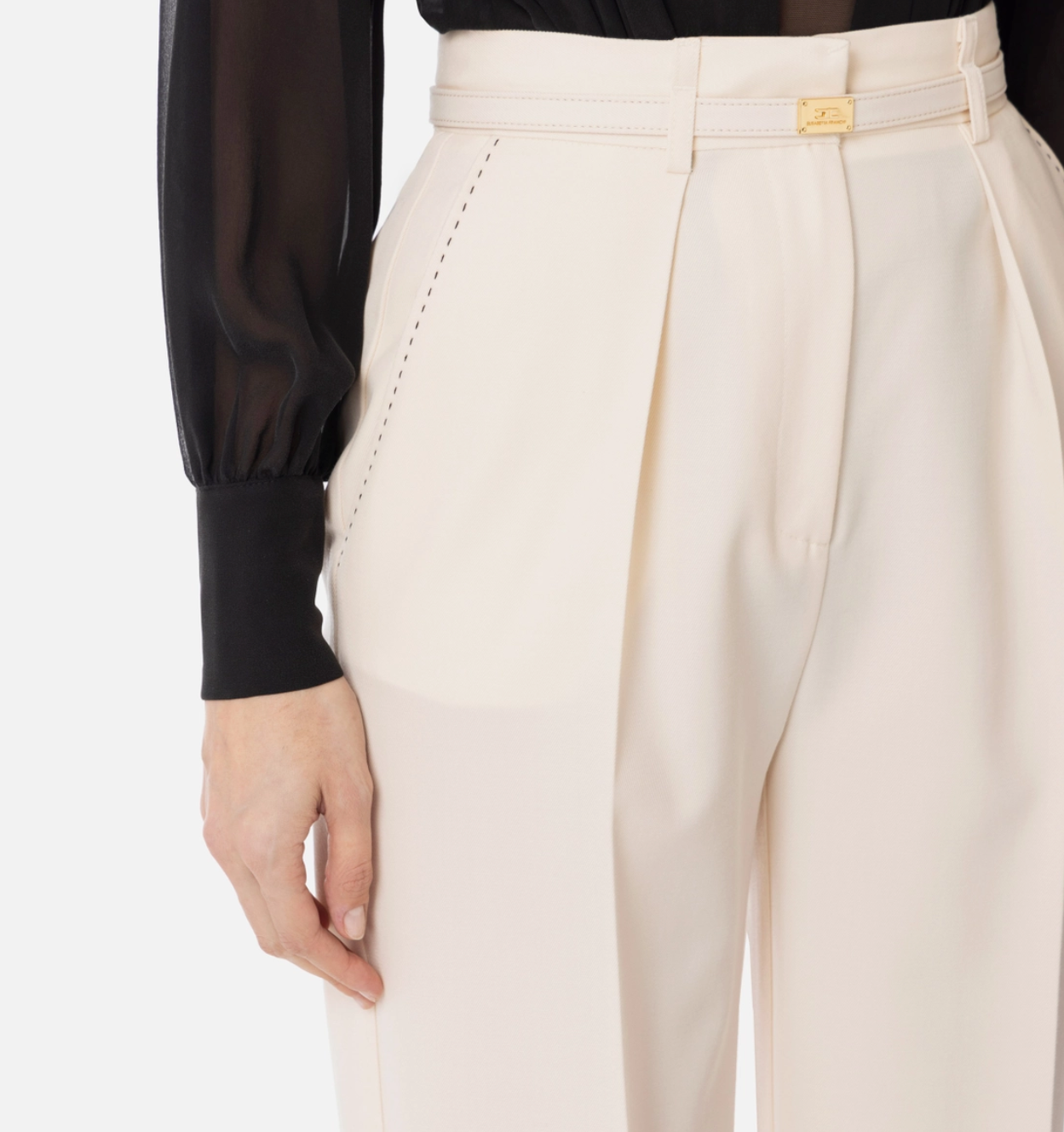 Cool wool trousers with contrasting topstitching
