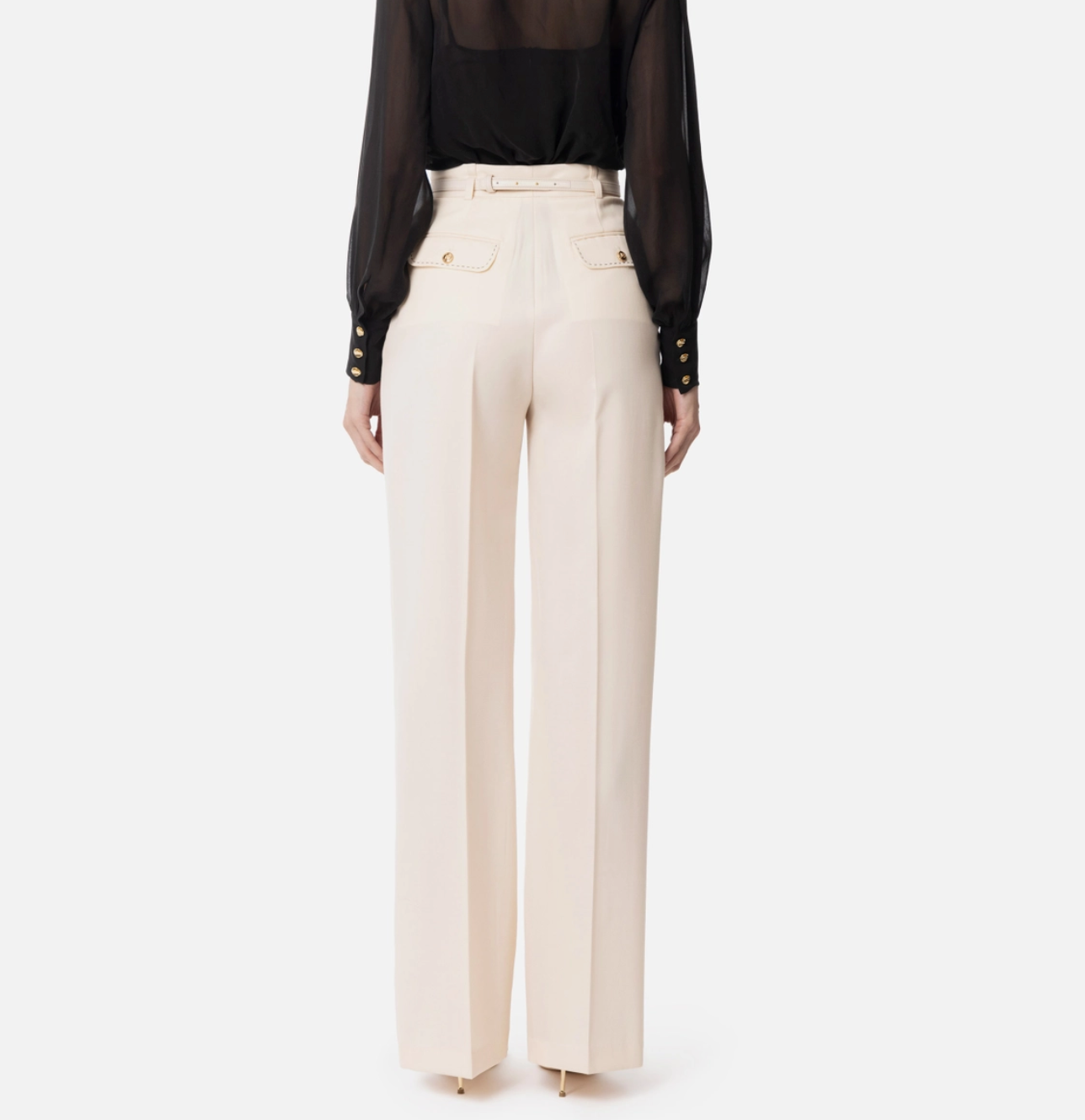 Cool wool trousers with contrasting topstitching