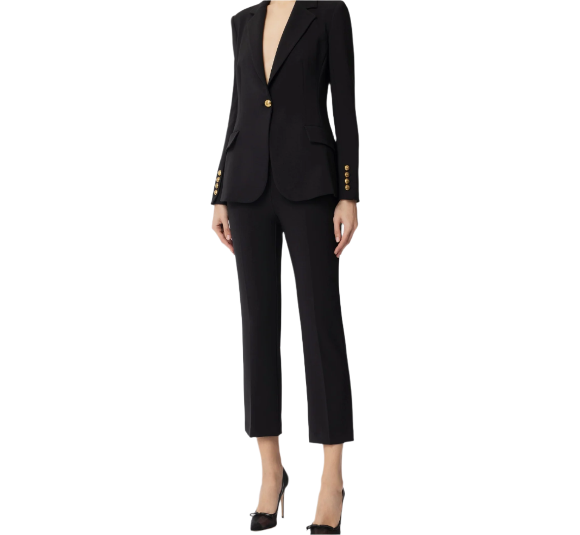 Single-breasted women’s suit in crêpe fabric