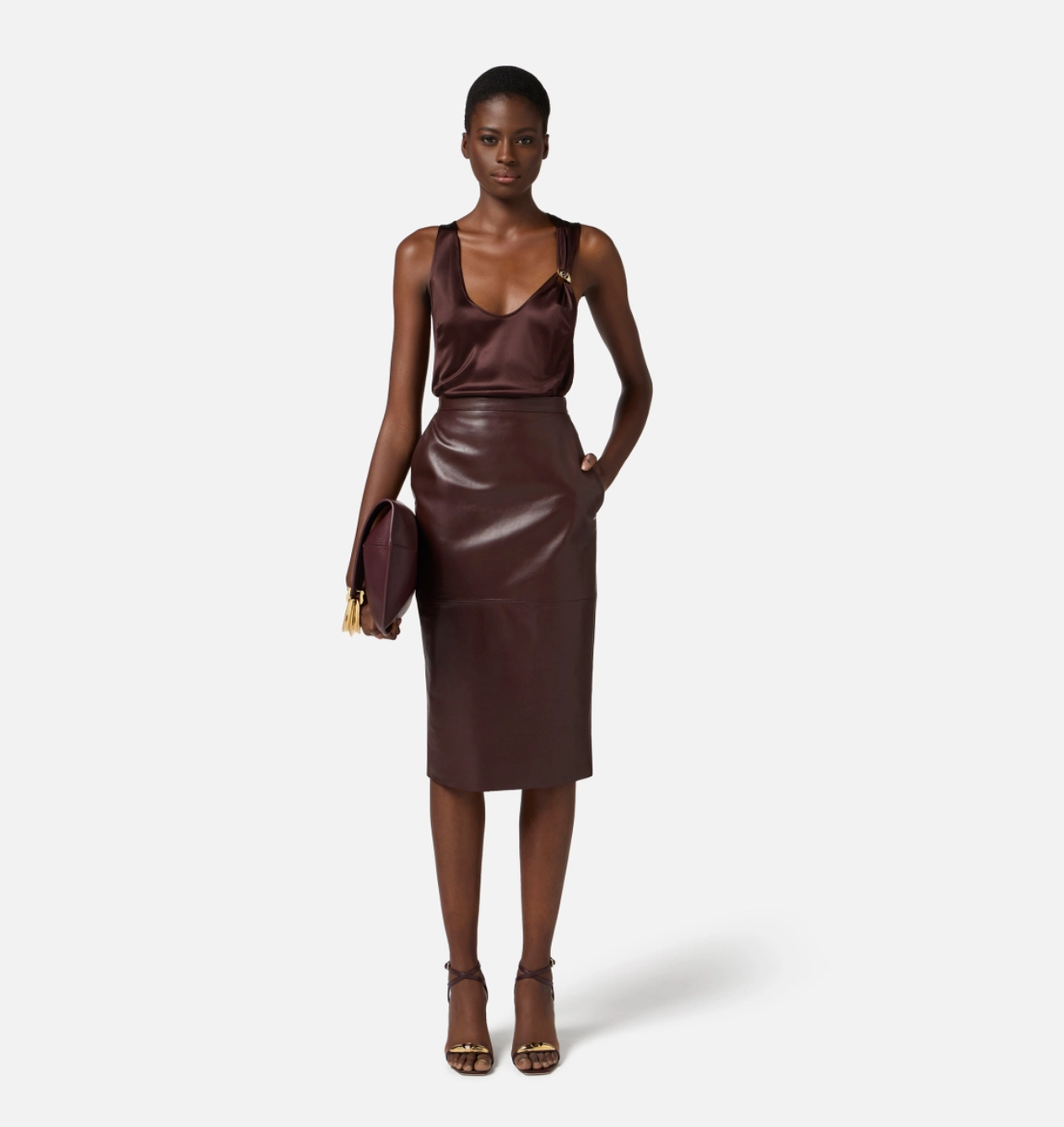 Leather longuette skirt