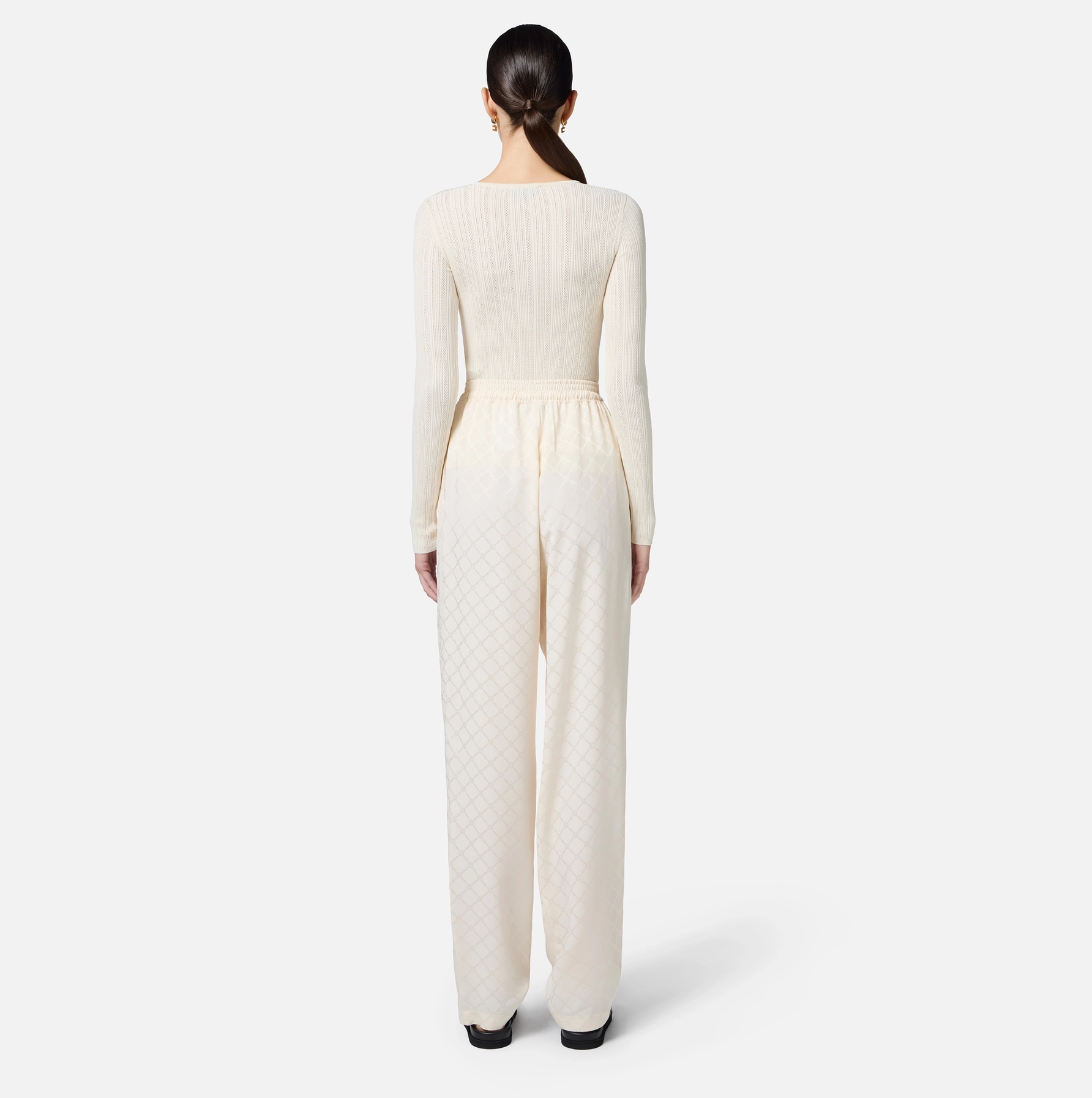 satin jogger trousers with jaquard diamond