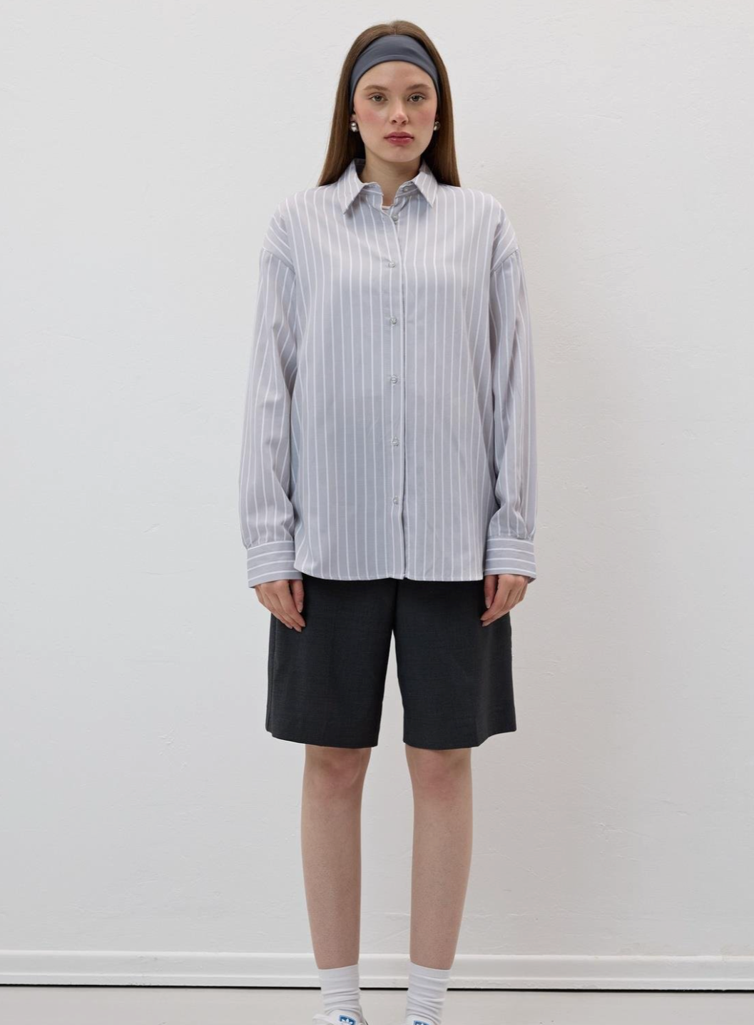 מכופתרת פסים אוברסייז