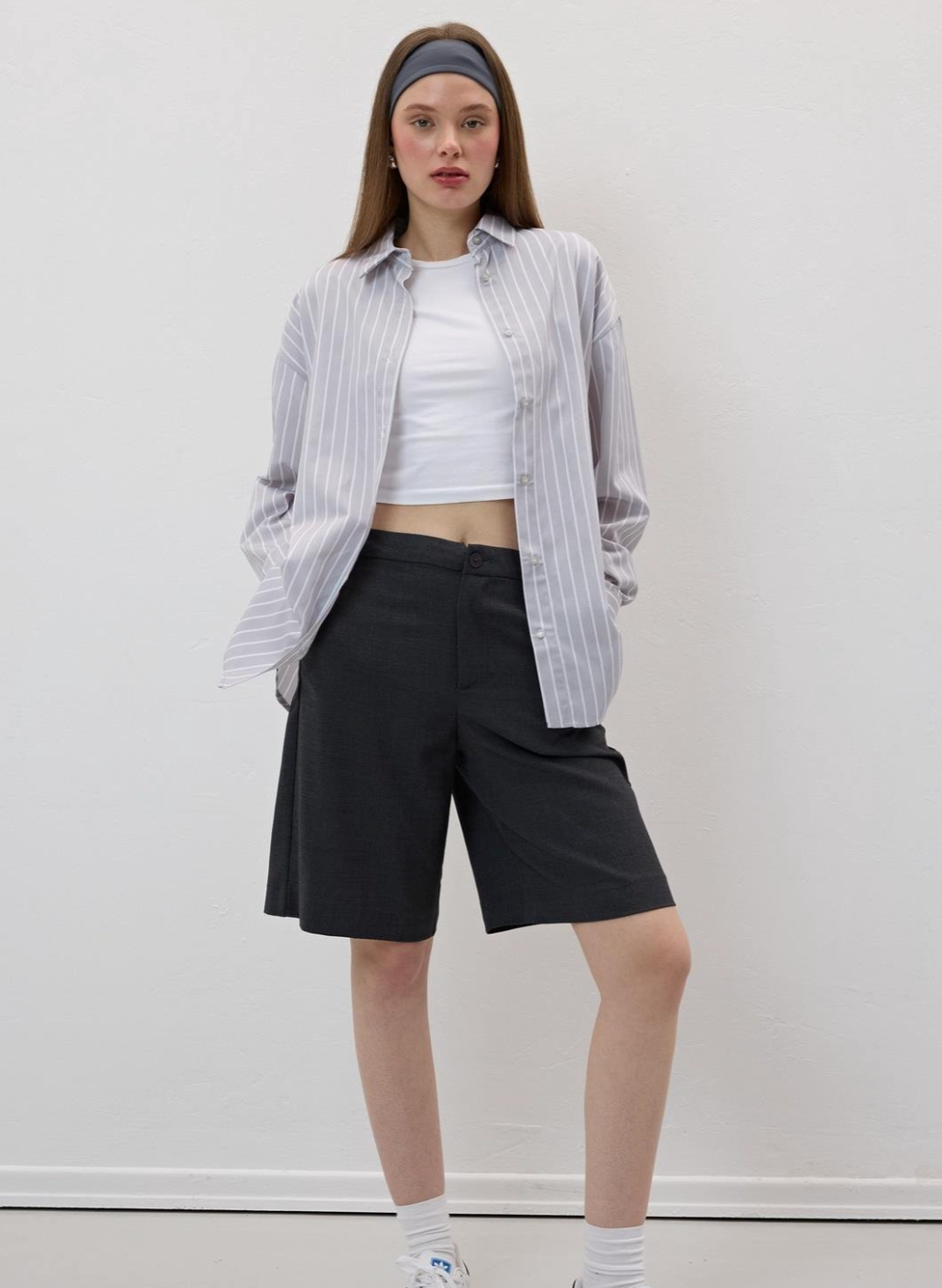 מכופתרת פסים אוברסייז