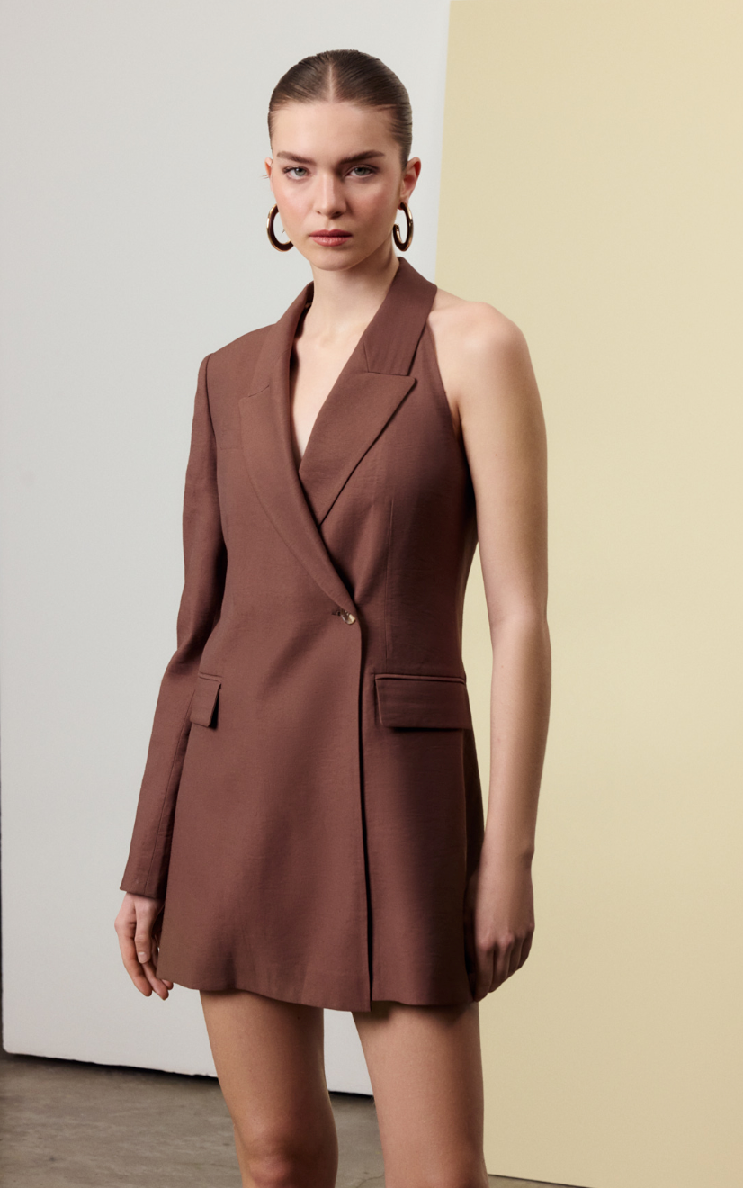 Asymmetric Long Sleeve Jacket Dress