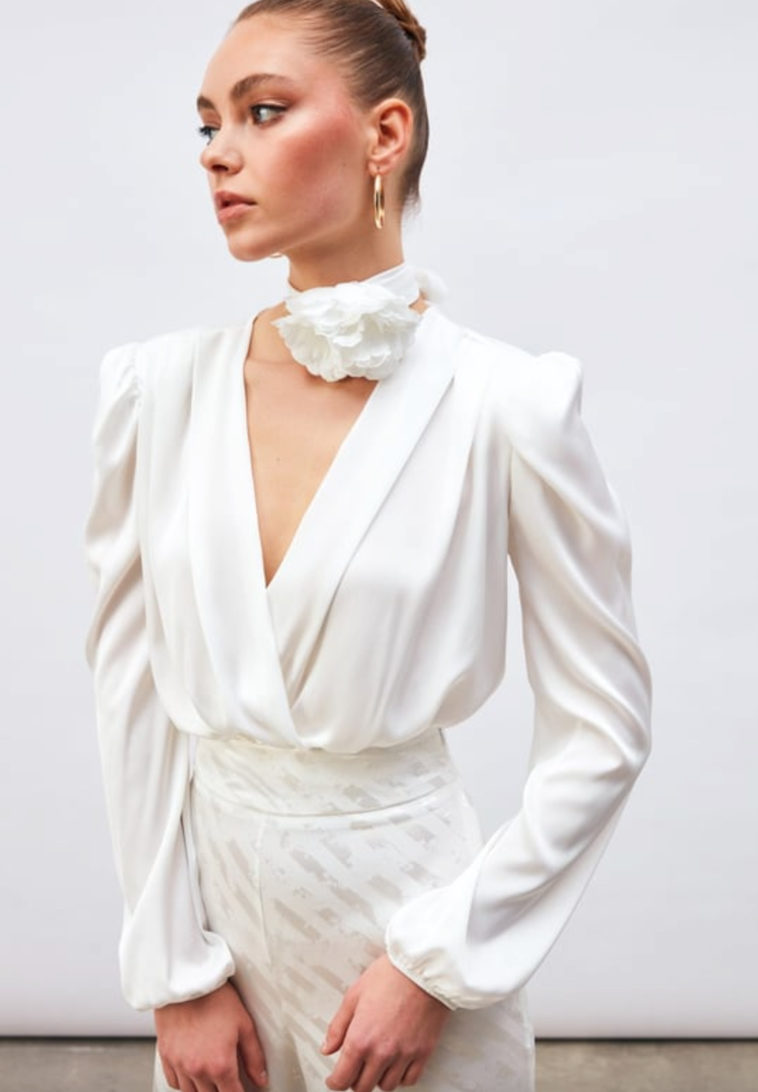 Breasted Satin Bodysuit