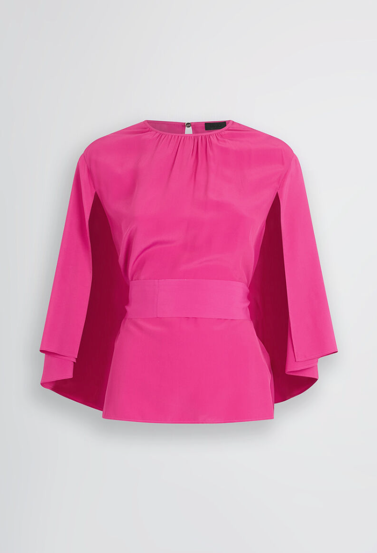 Crepe de chine blouse with belt