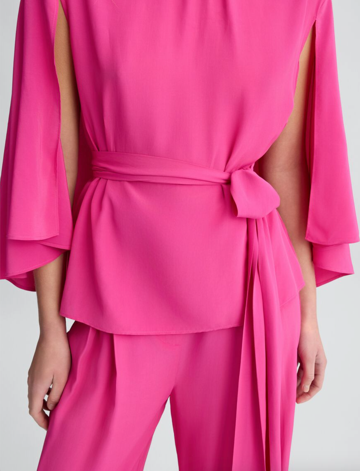 Crepe de chine blouse with belt