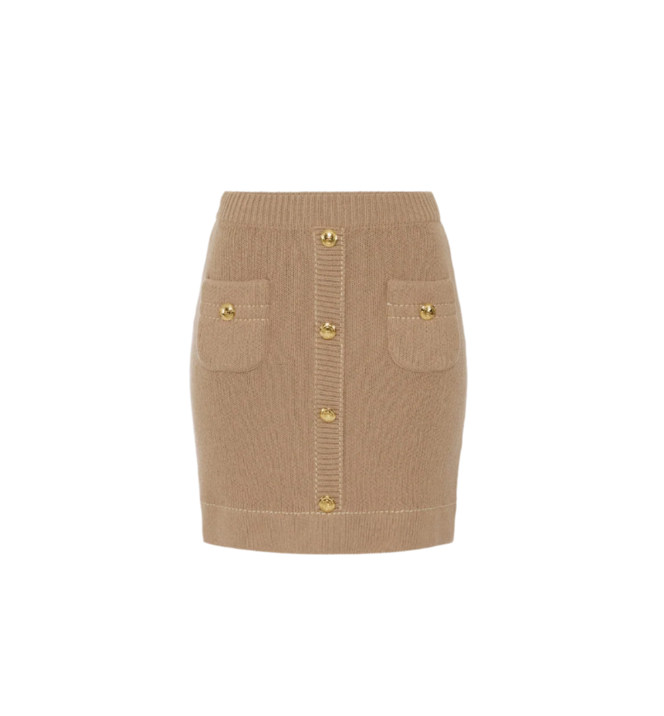 Skirt in knit fabric with pockets and logoed buttons