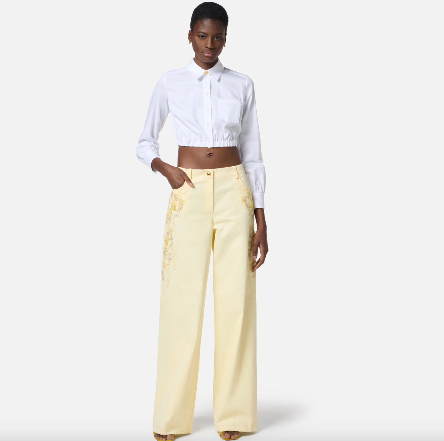 Cotton poplin shirt with breast pocket