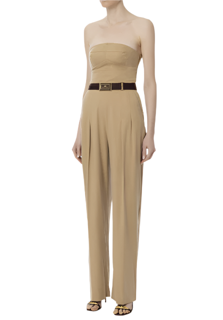 Jumpsuit in stretch lyocell fabric with crossover laces