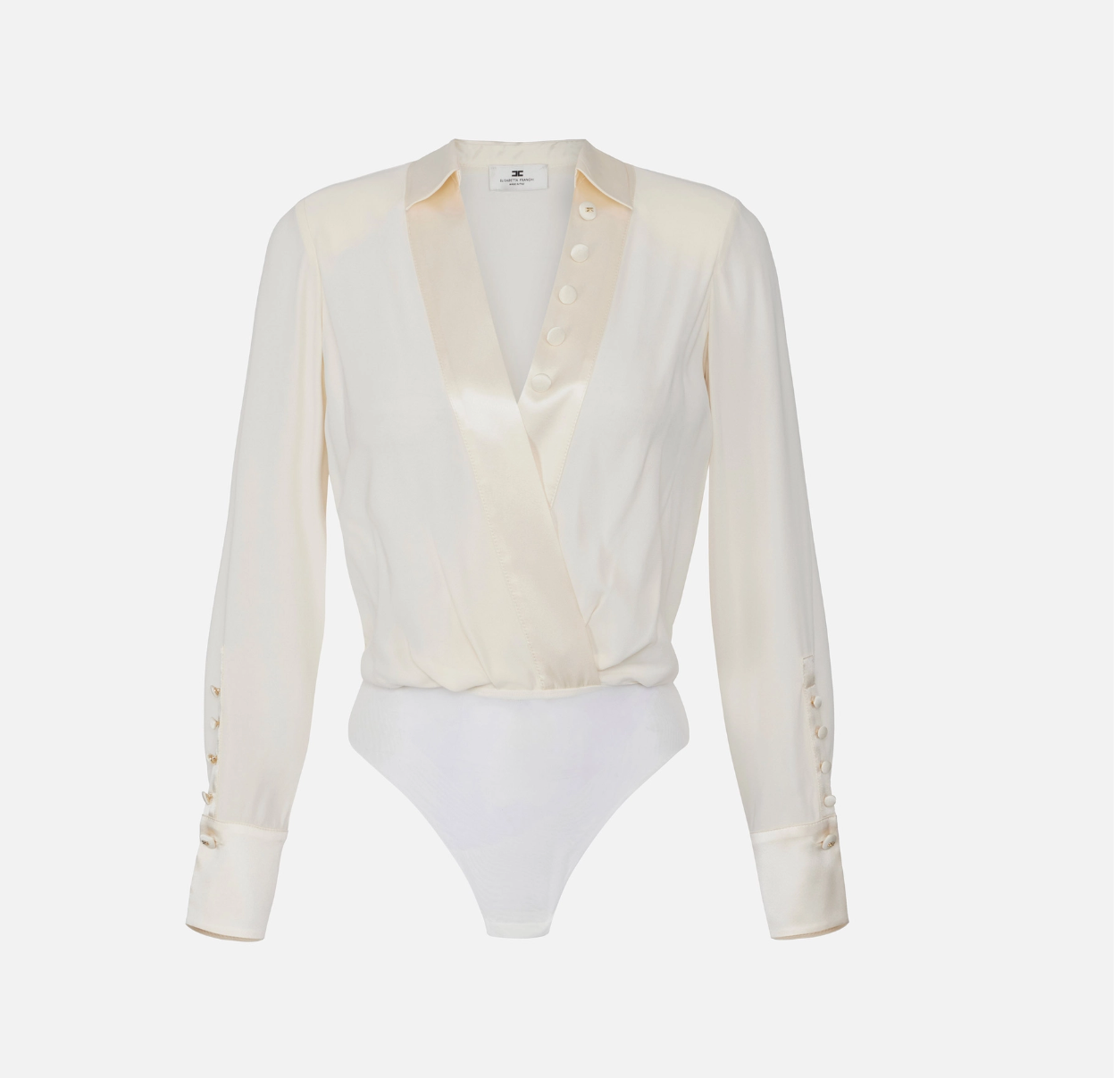 Bodysuit in satin and viscose georgette fabrics