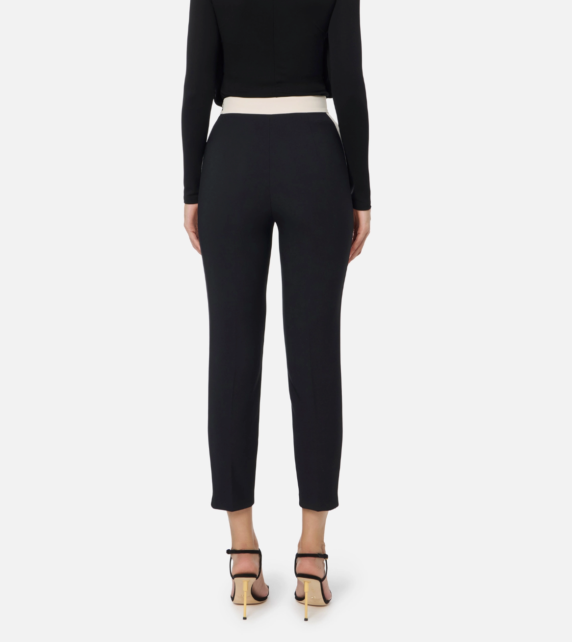 Two-colour trousers in double-layer crêpe fabric