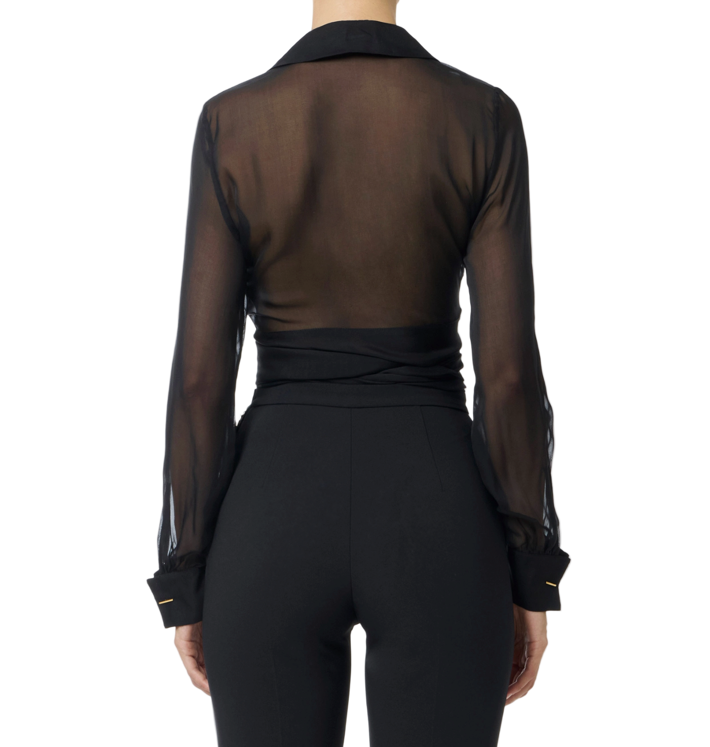 Blouse in voile fabric with sash