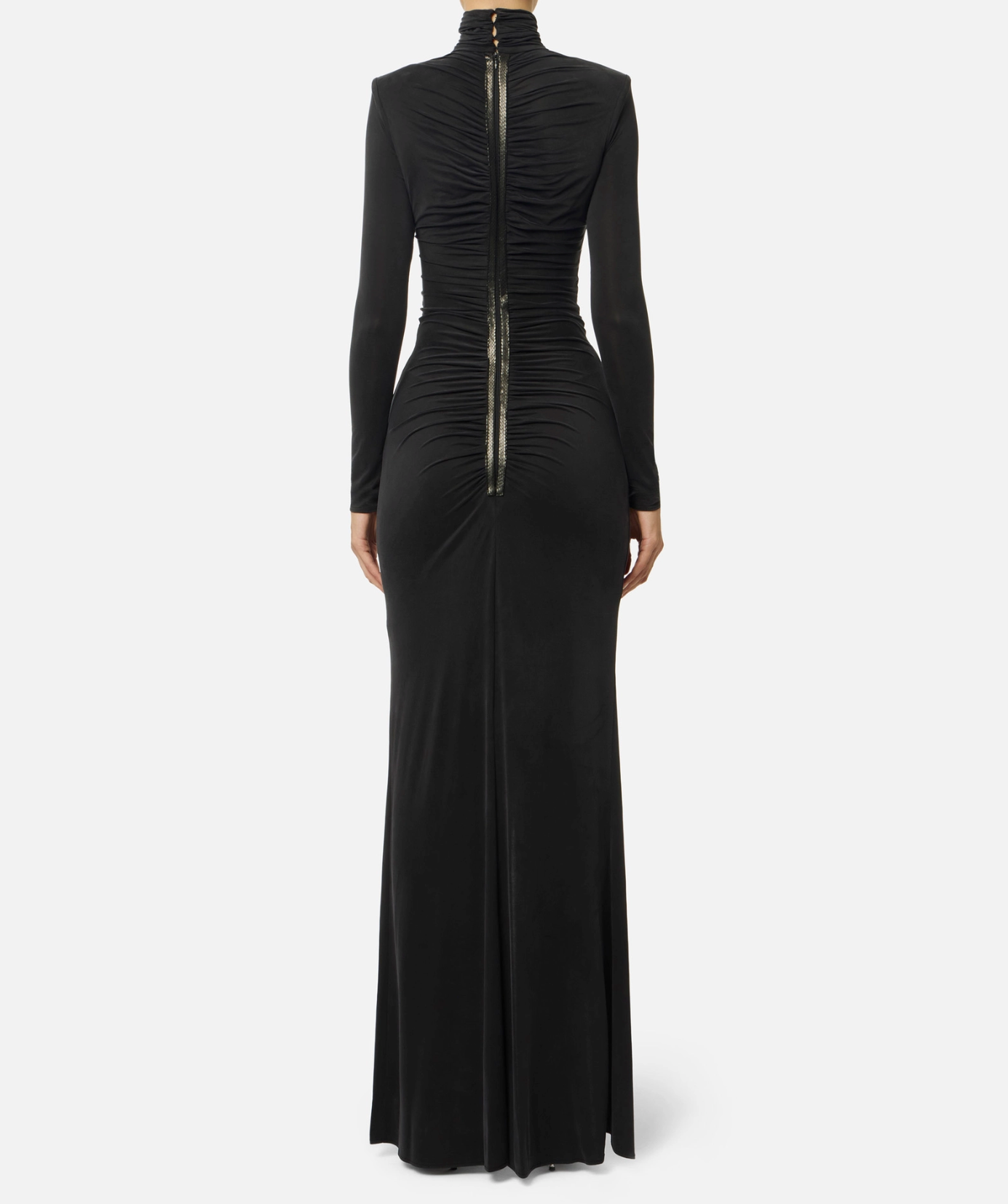 Red Carpet dress in cupro jersey fabric with python details