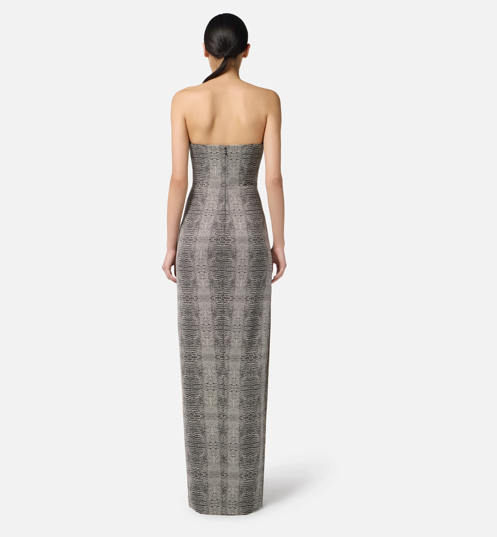 Red Carpet dress in crêpe fabric with python print
