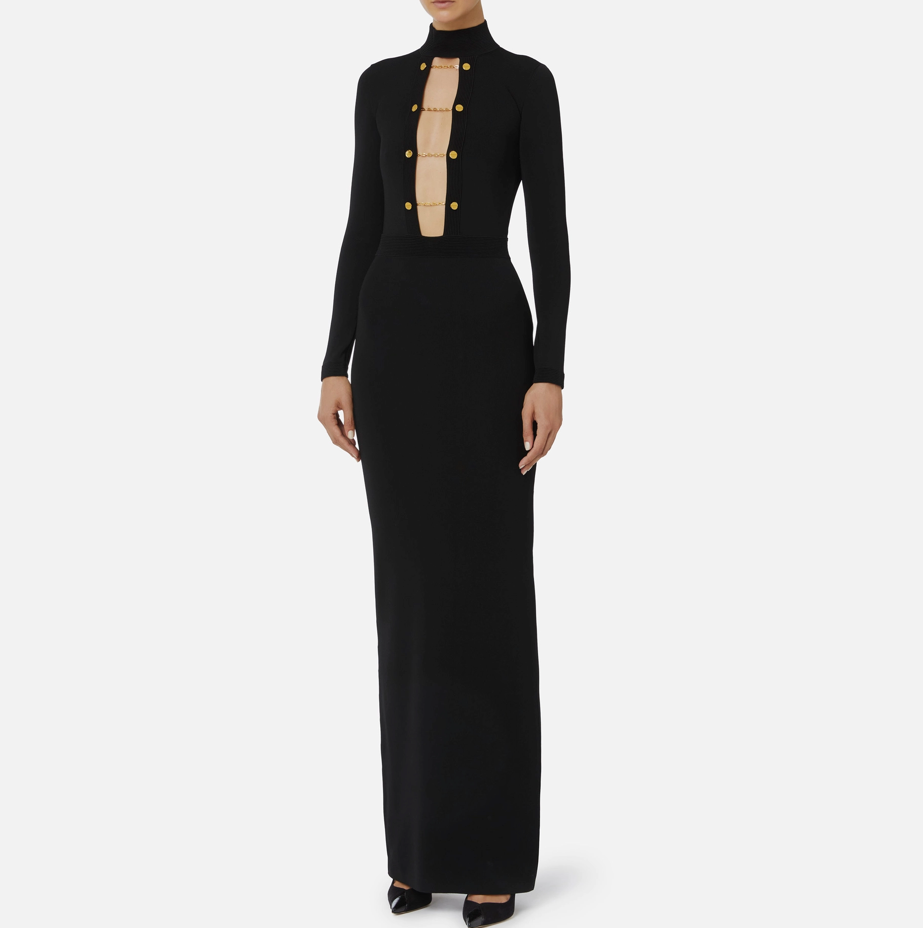Viscose knit dress with jewel cufflinks