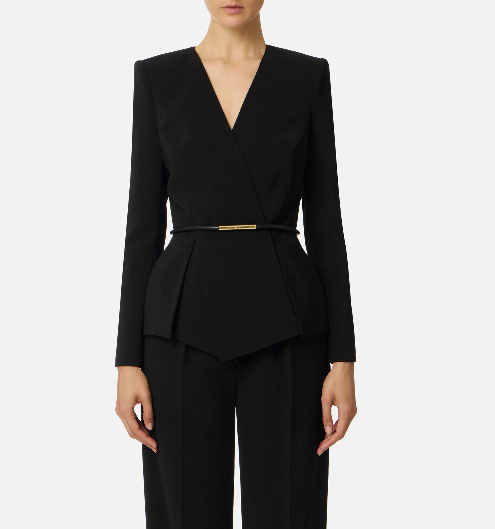 Lightweight crêpe jacket with belt