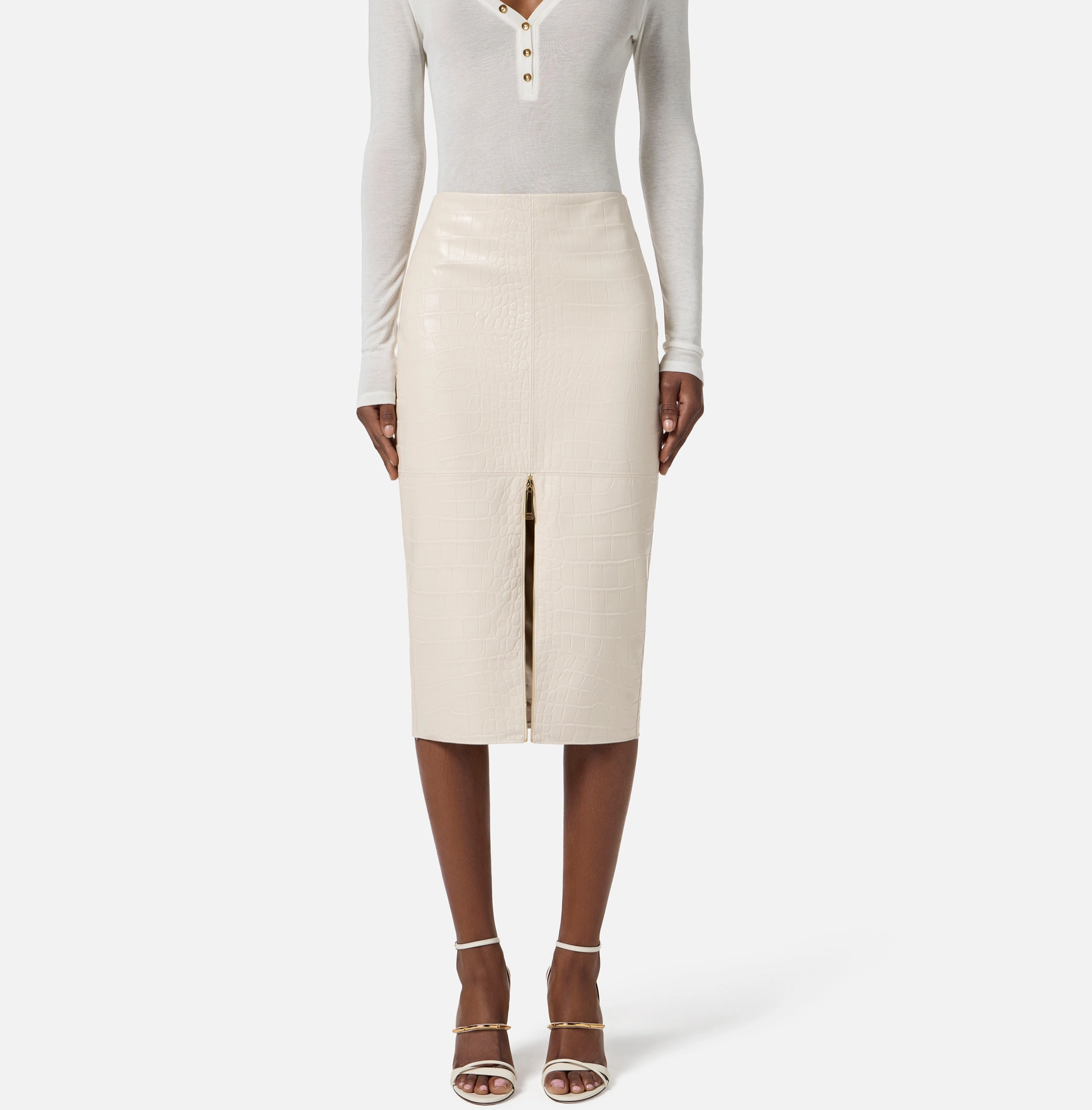 Crocodile print textured skirt