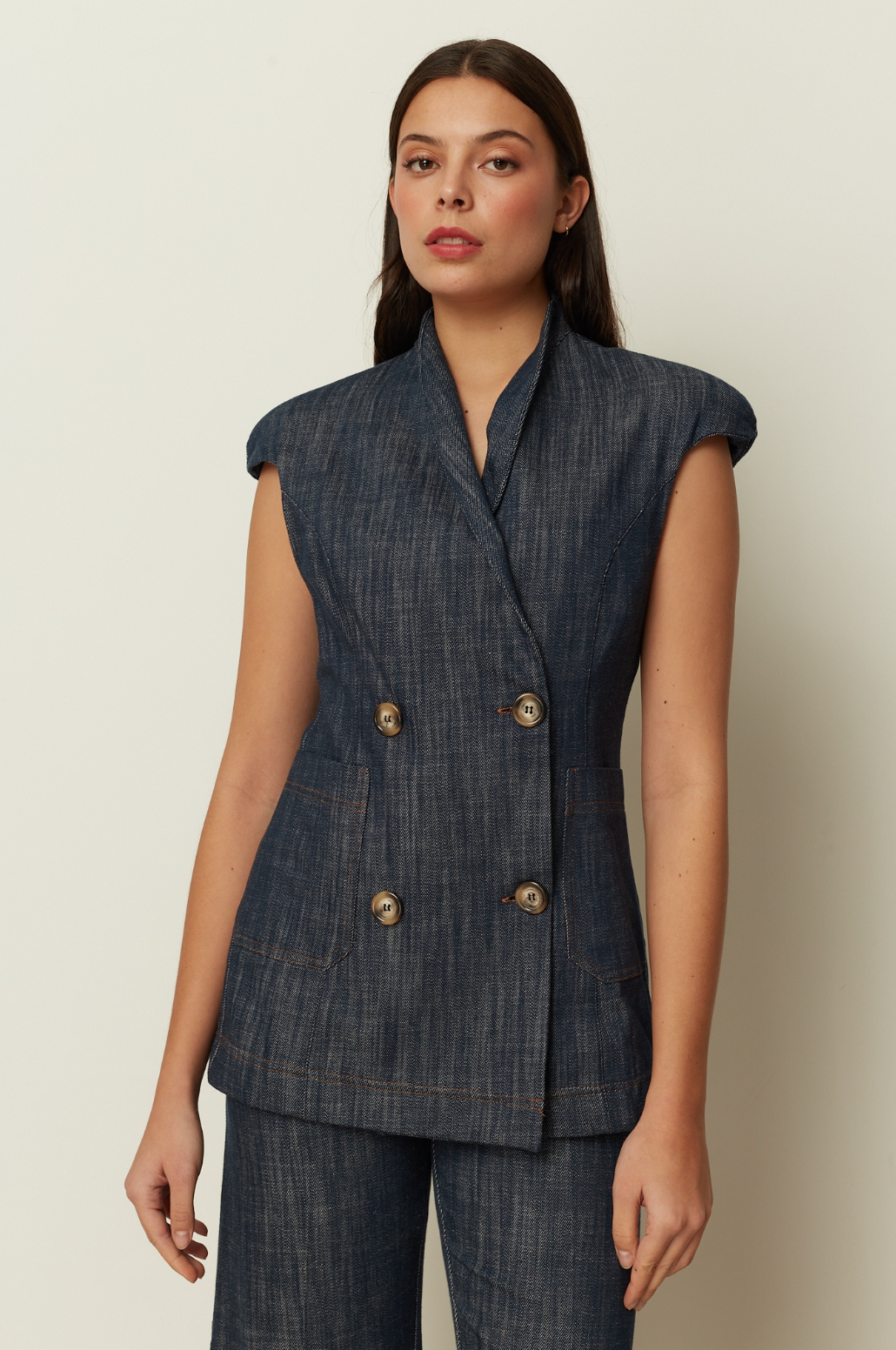 Denim Short Sleeve Blazer