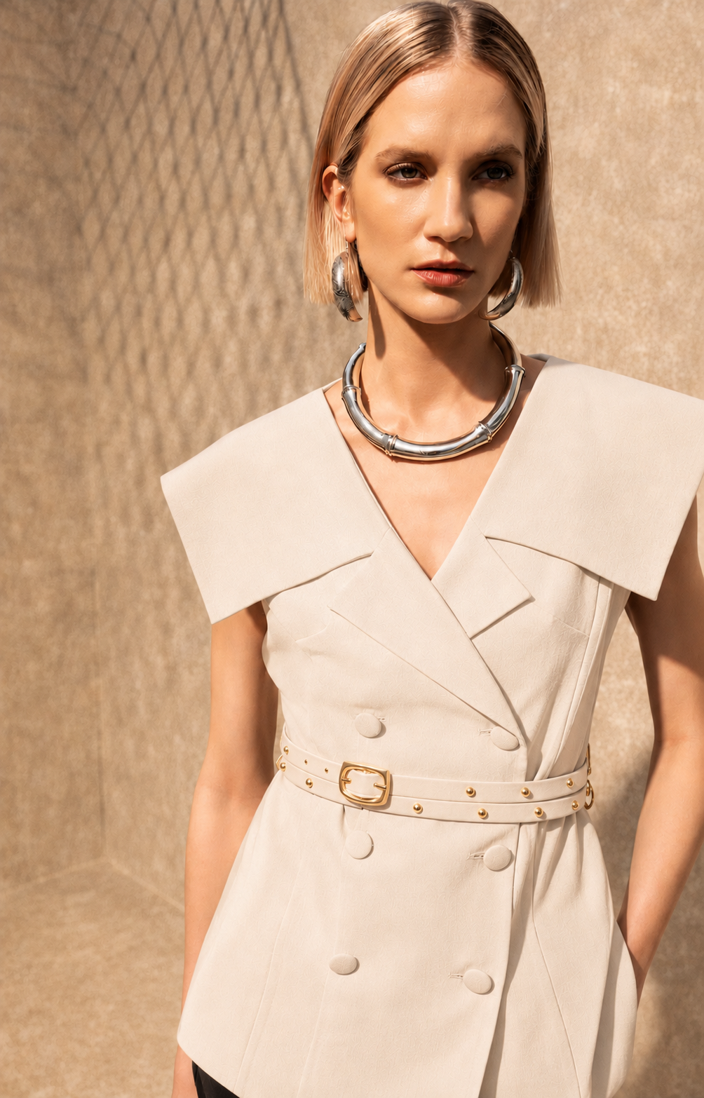 classic vest with belt