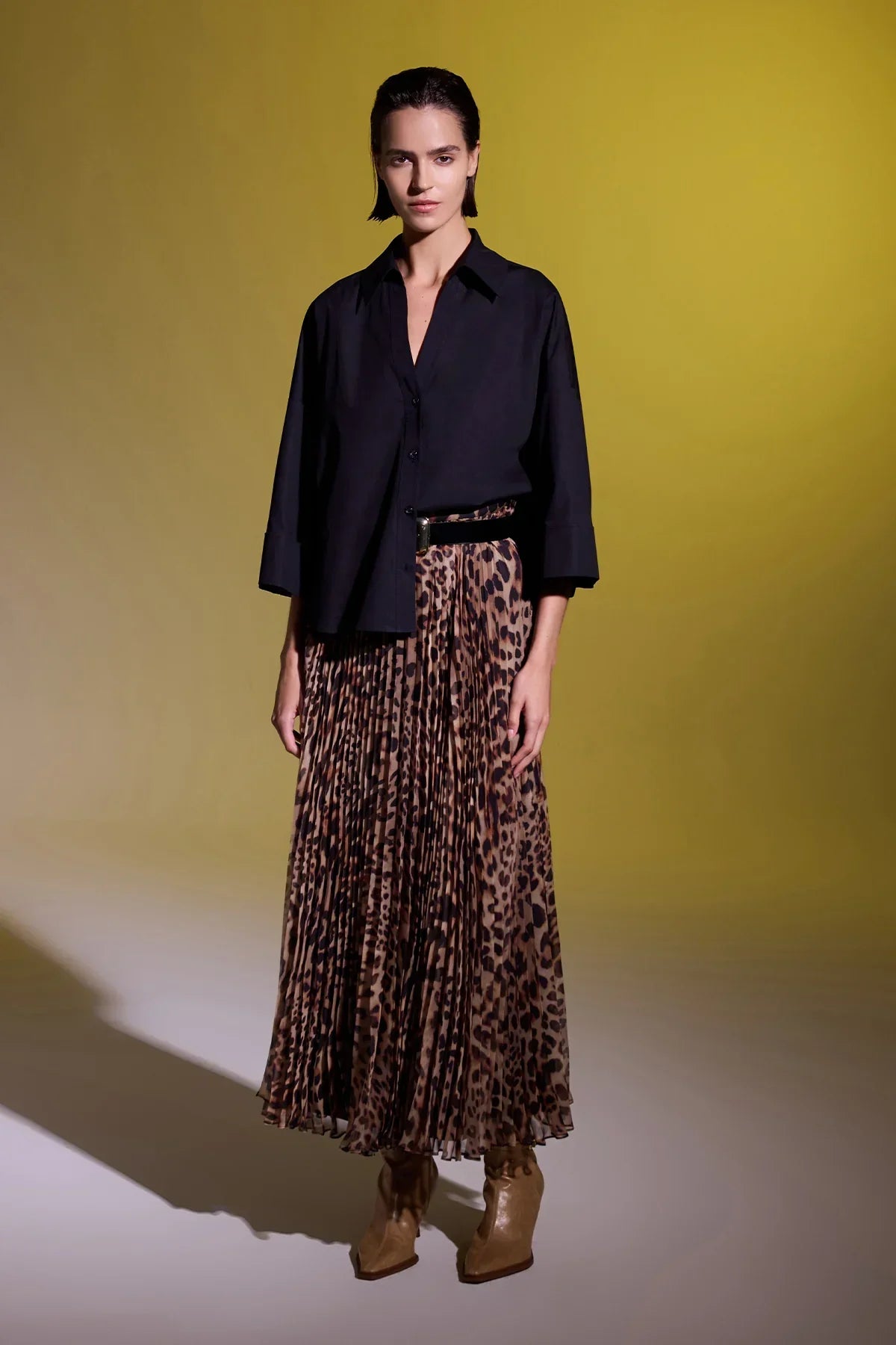 Leopard Plisse skirt